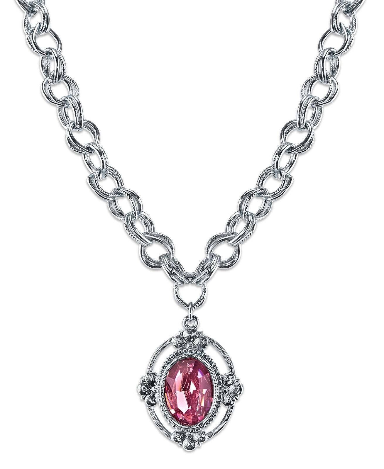 1928 Jewelry Austrian Crystal Pendant Necklace 16" + 3" Extender