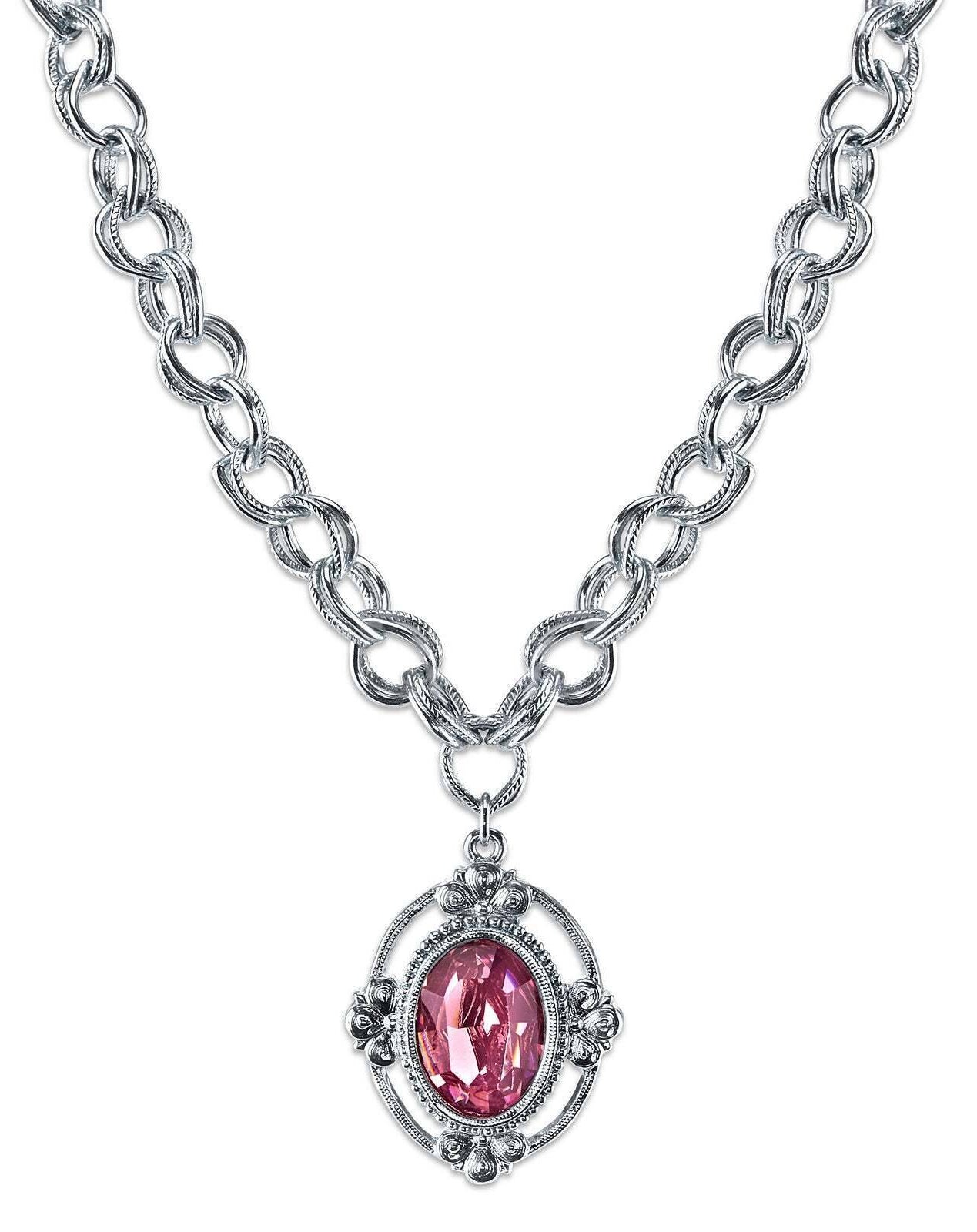 1928 Jewelry Austrian Crystal Pendant Necklace 16" + 3" Extender