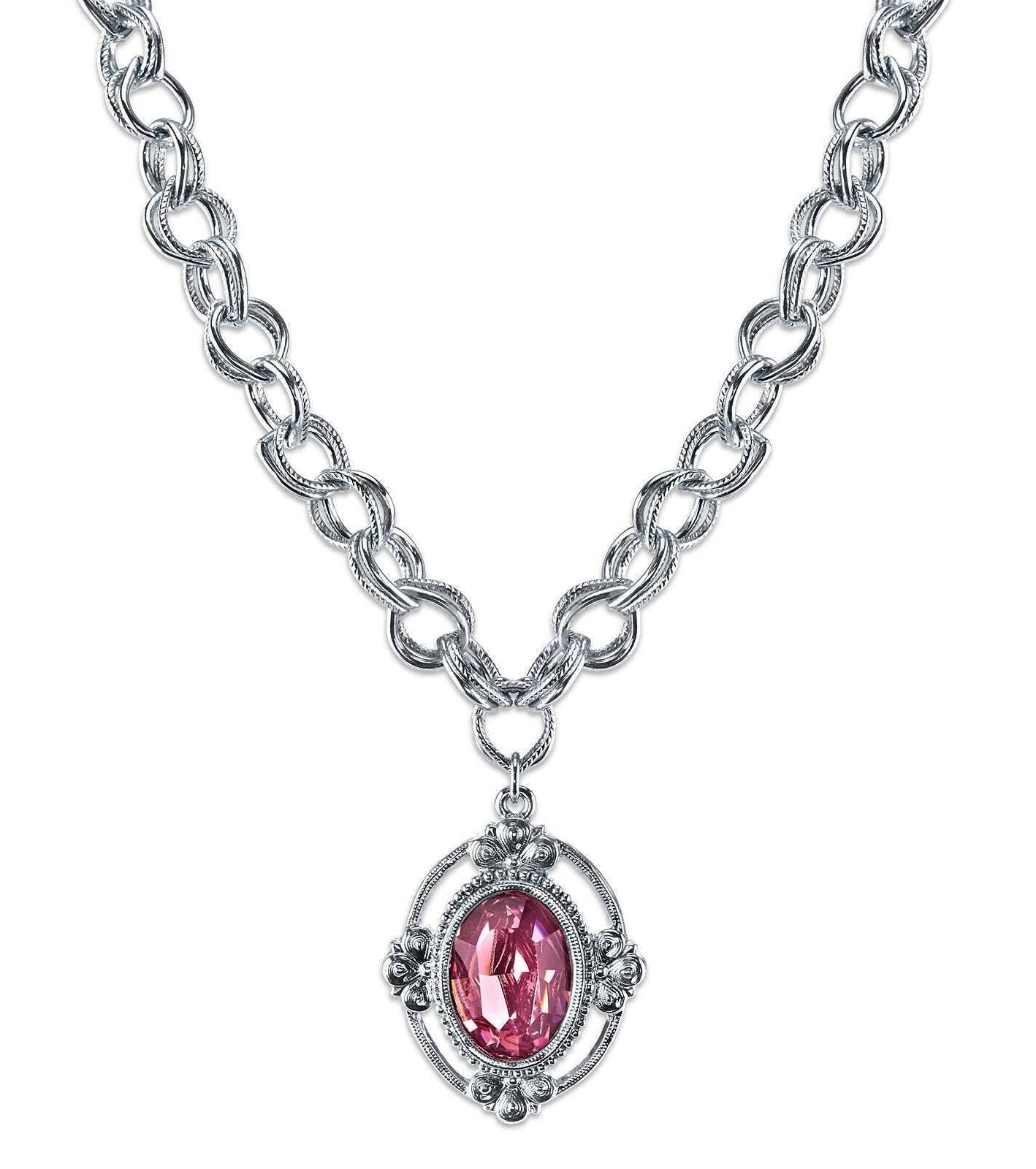 1928 Jewelry Austrian Crystal Pendant Necklace 16" + 3" Extender