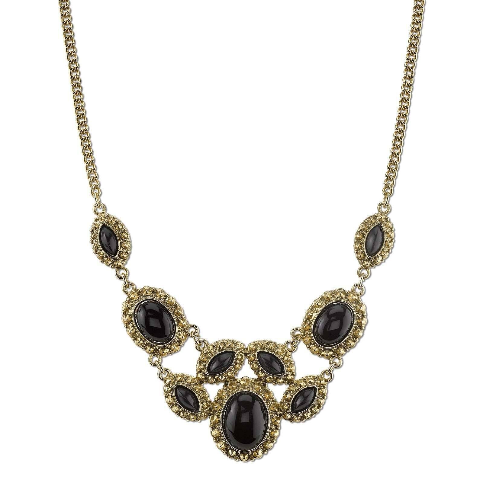 2028 Jewelry Multi Stone Textured Bib Necklace 16" + 3" Extender