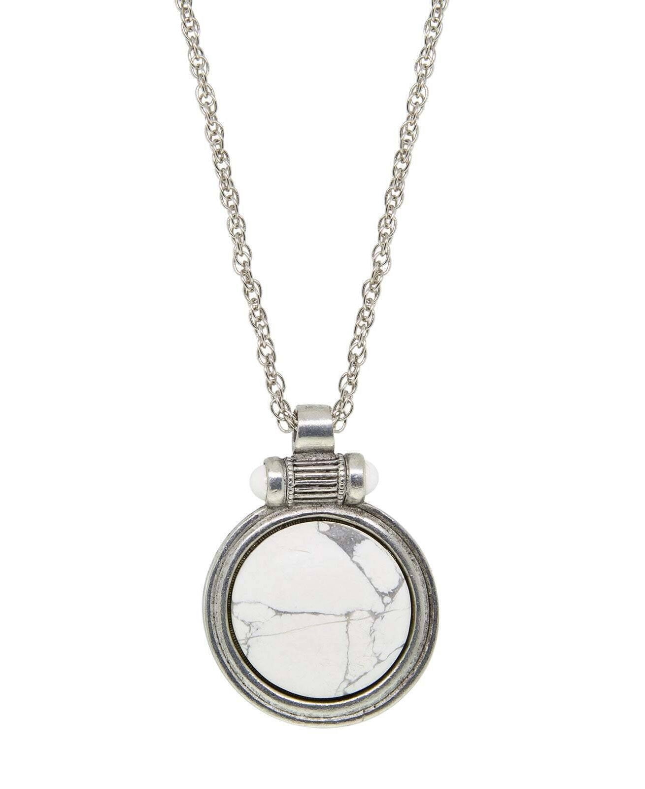 2028 Jewelry White Howlite Gemstone Pendant Necklace 28"