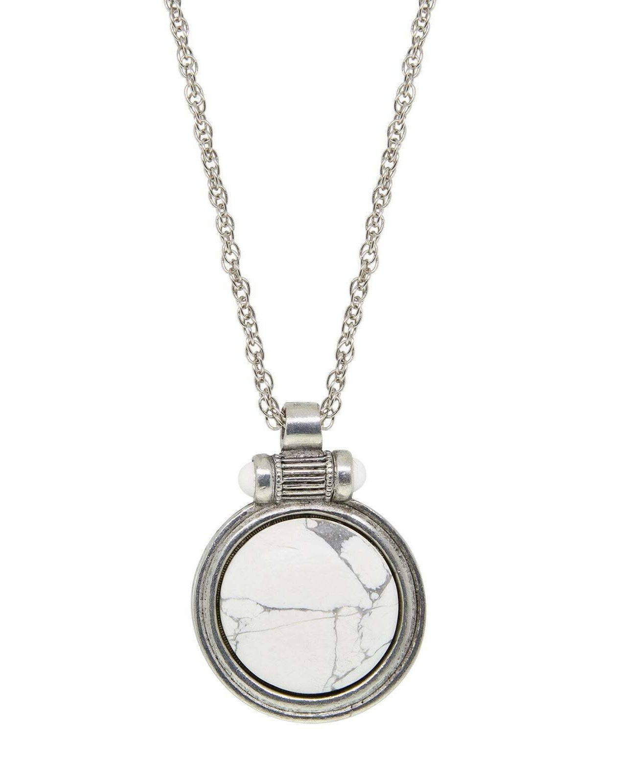 2028 Jewelry White Howlite Gemstone Pendant Necklace 28"