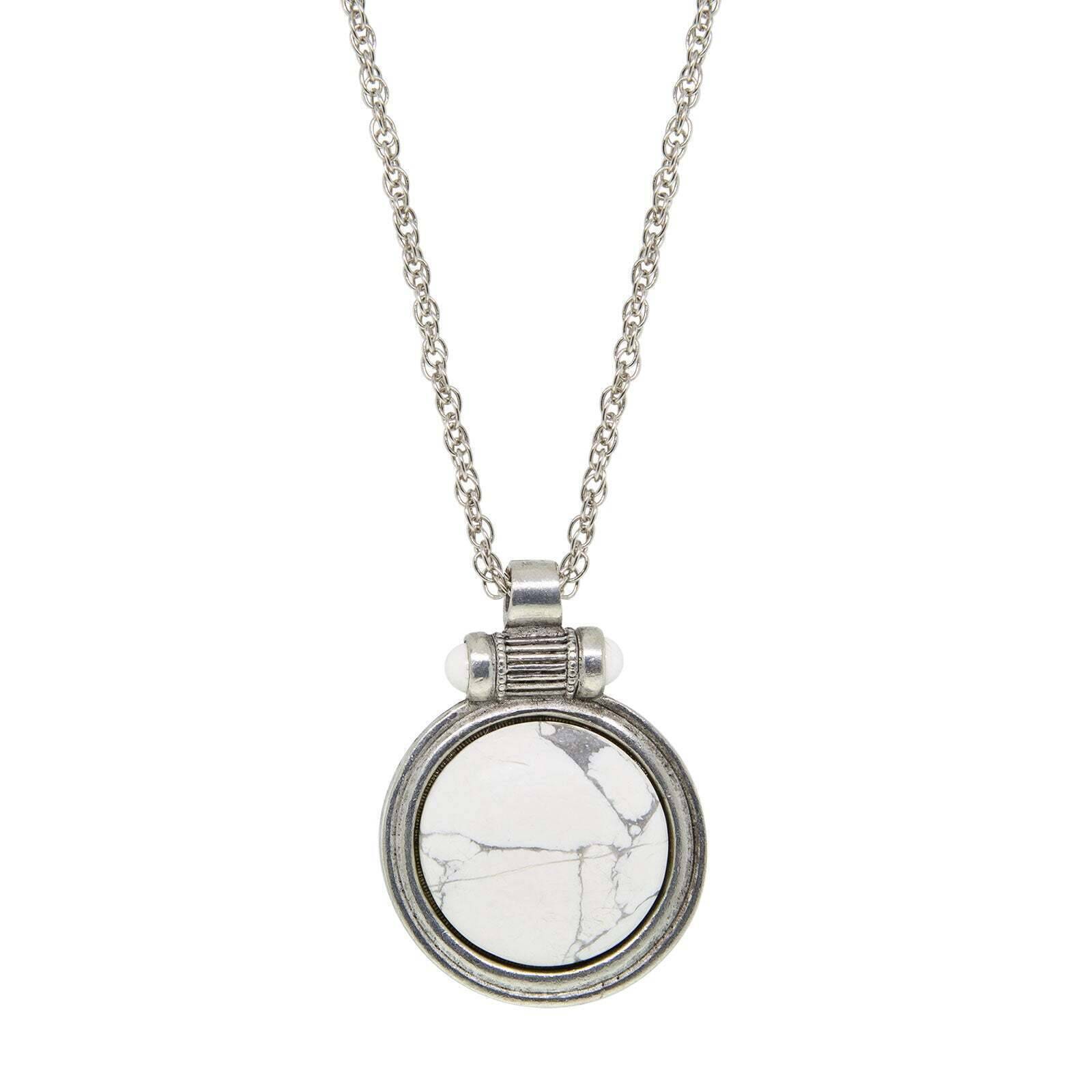 2028 Jewelry White Howlite Gemstone Pendant Necklace 28"