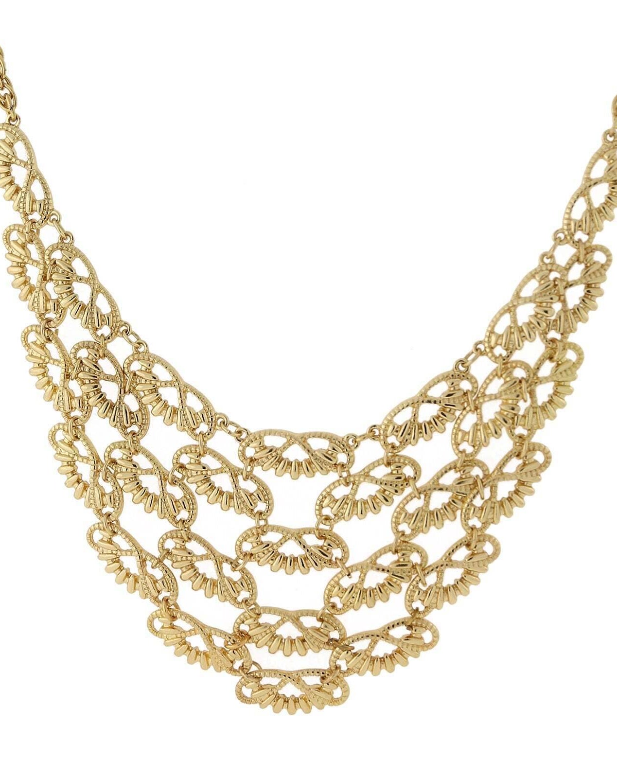 2028 Jewelry Scalloped Bib Necklace 16"