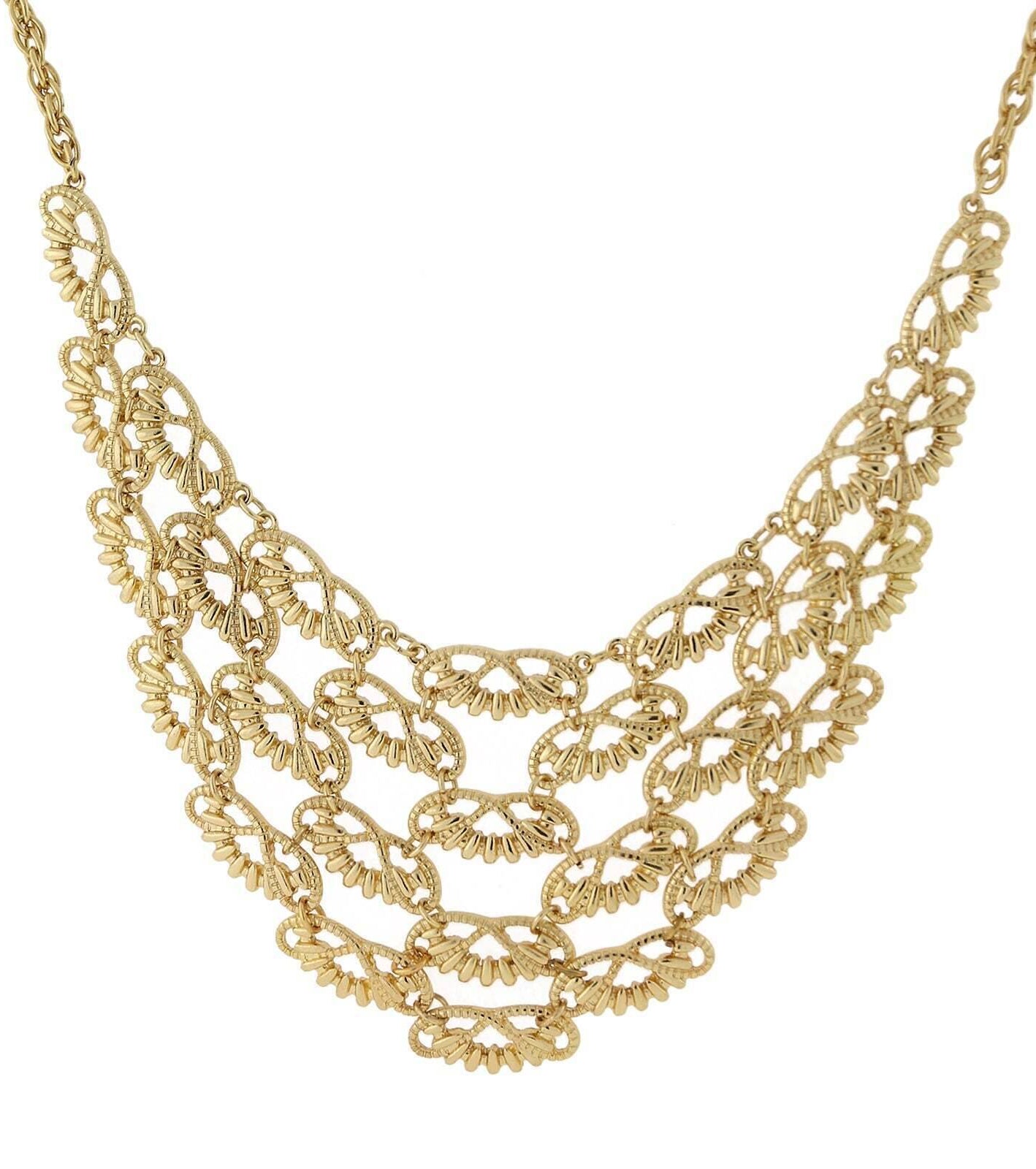 2028 Jewelry Scalloped Bib Necklace 16"