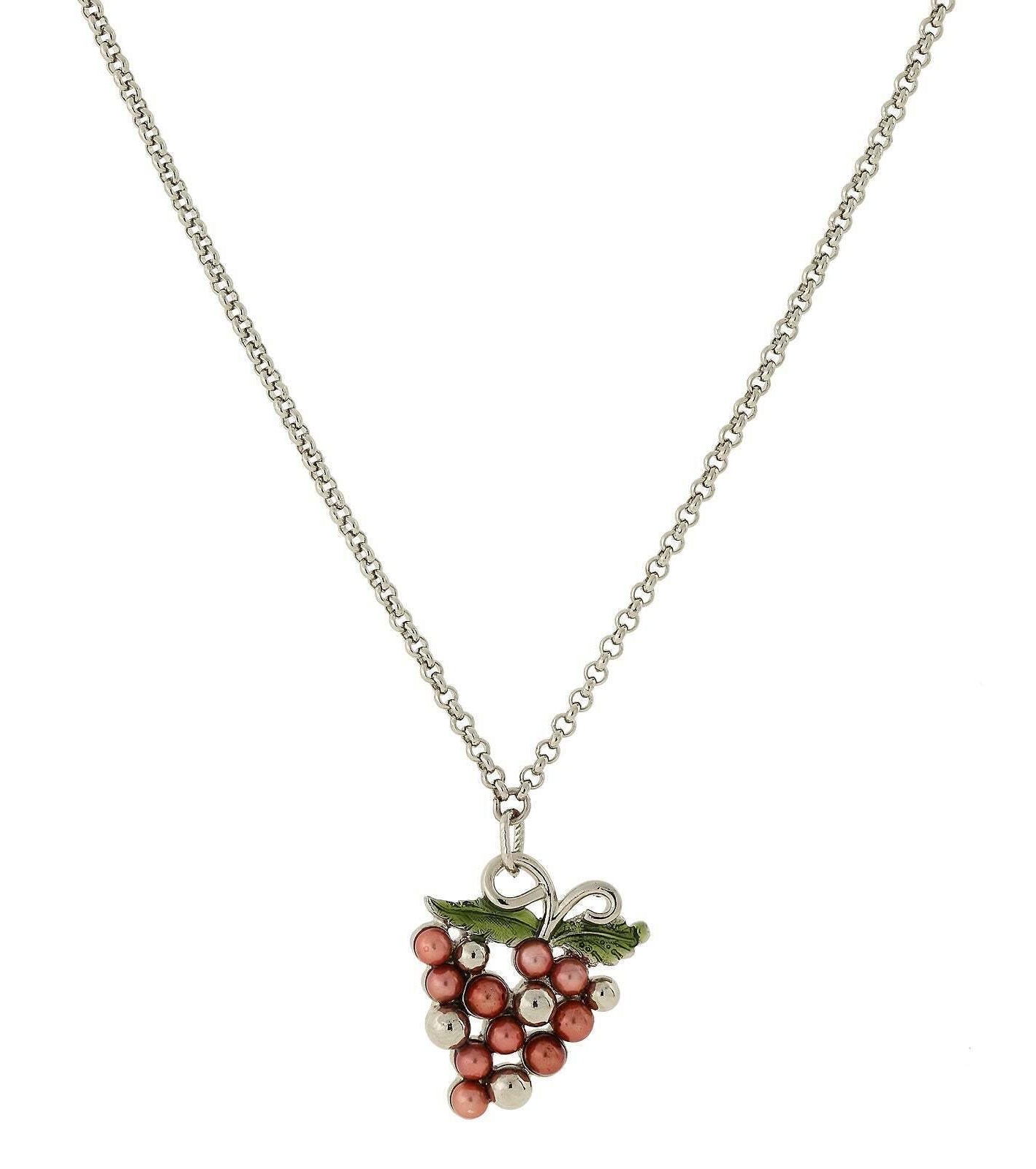 1928 Jewelry Winery Purple Grapes Pendant Necklace 16" + 3" Extender