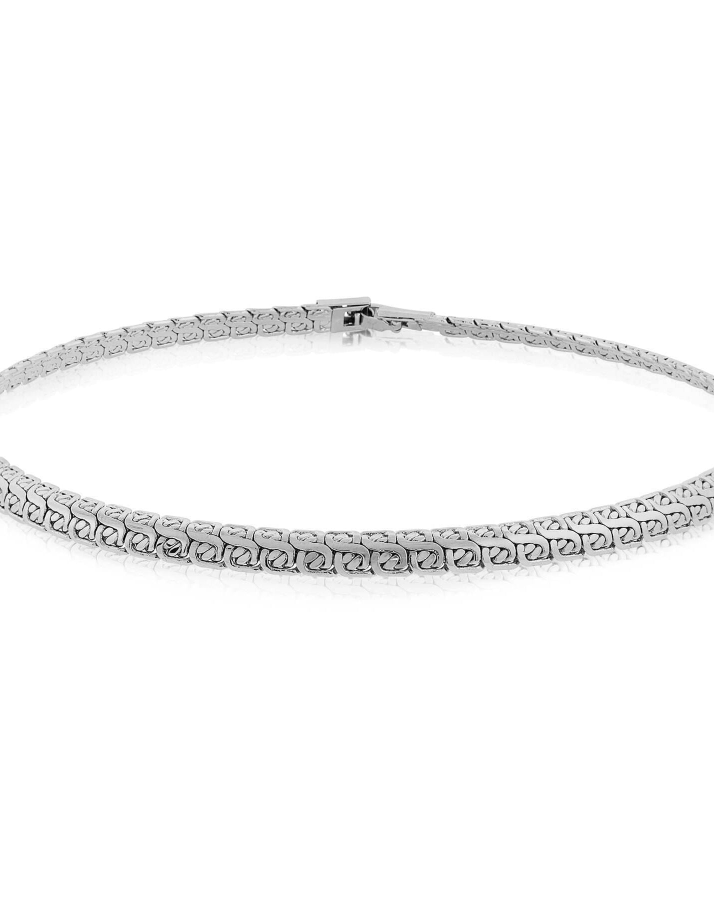 1928 Jewelry Silver Flat Fancy Foxtail Chain Necklace 15"