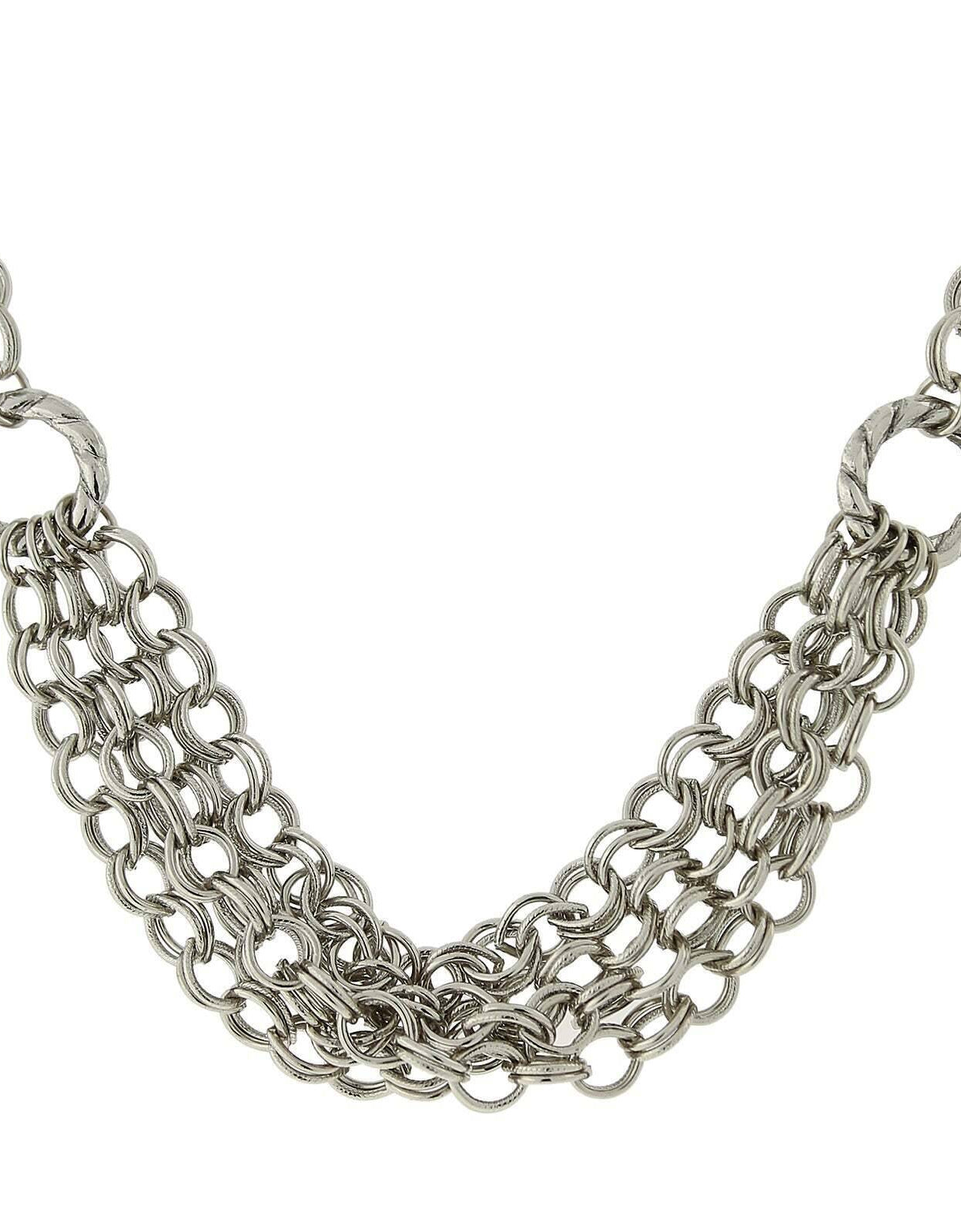 2028 Jewelry Silver Multi Chain Necklace 18"