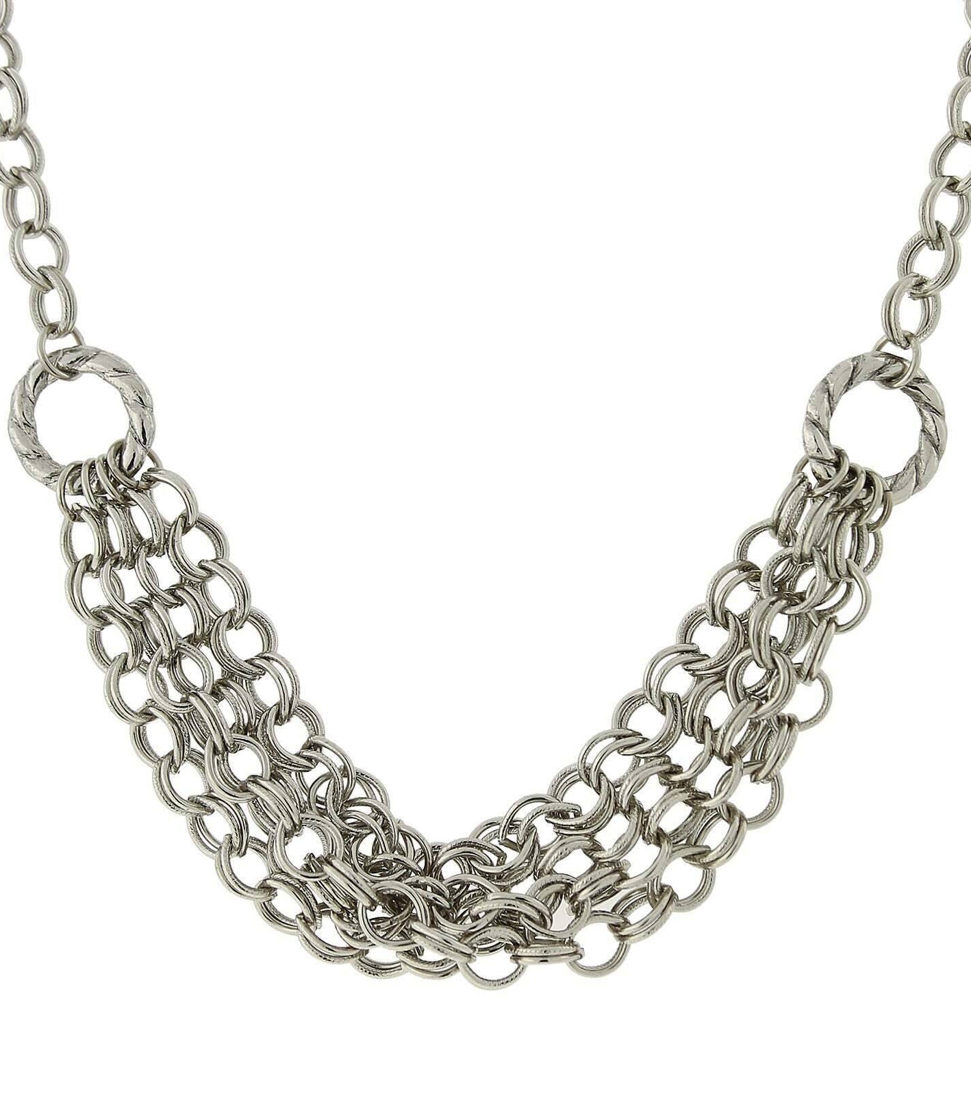 2028 Jewelry Silver Multi Chain Necklace 18"