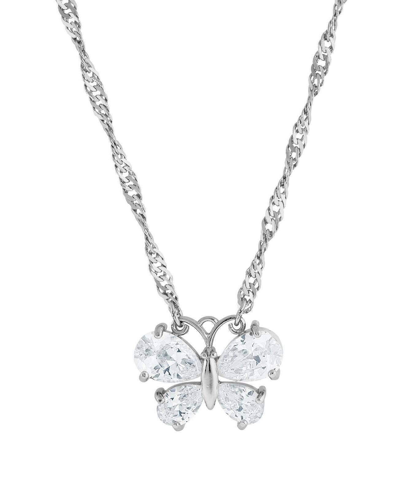 1928 Jewelry Cubic Zirconia Butterfly Pendant Necklace 16" + 3" Extender