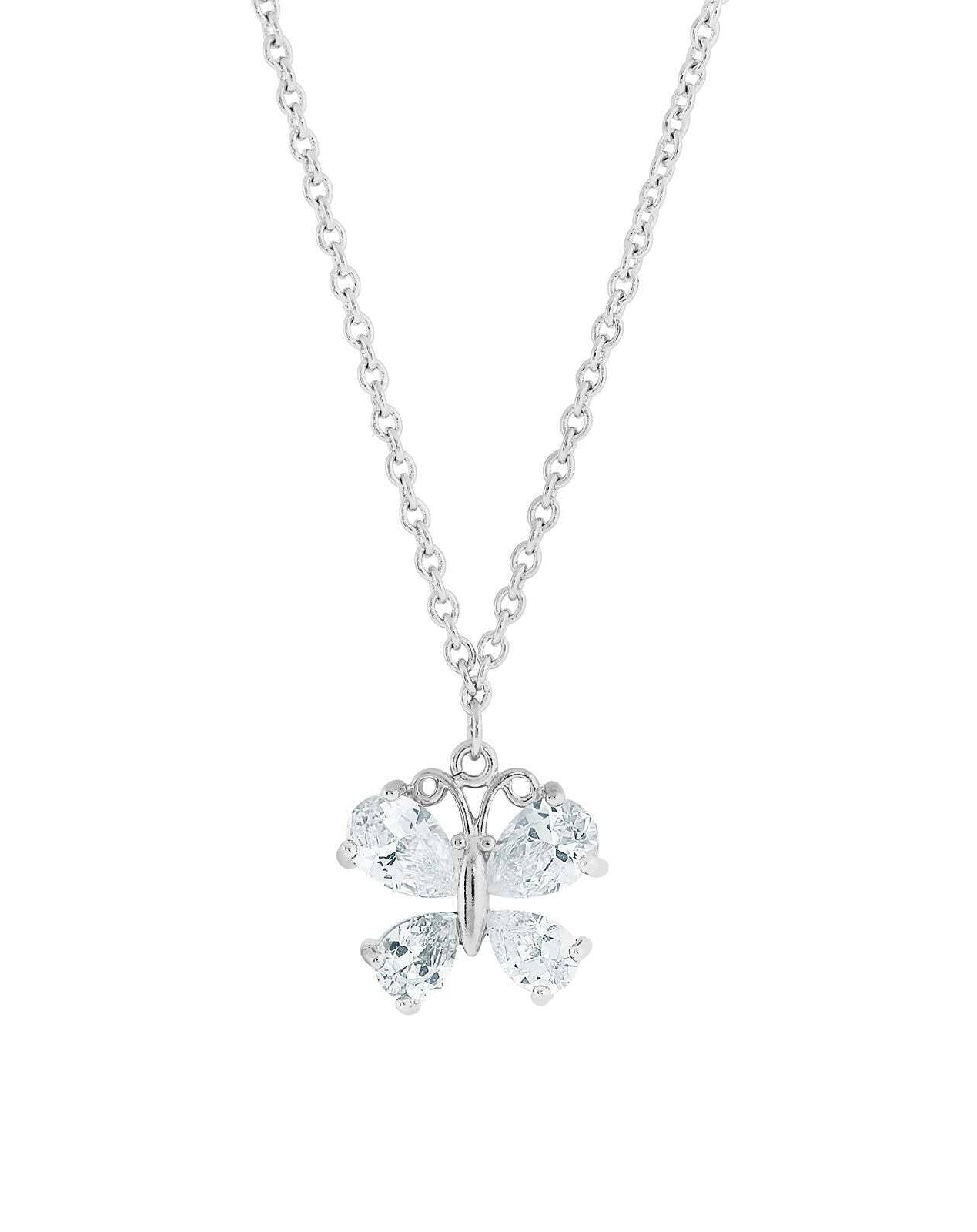 1928 Jewelry Cubic Zirconia Butterfly Pendant Necklace 16" + 3" Extender