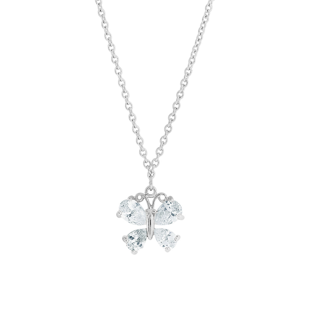 Cubic Zirconia Butterfly Pendant Necklace 16   19 Inch Adjustable