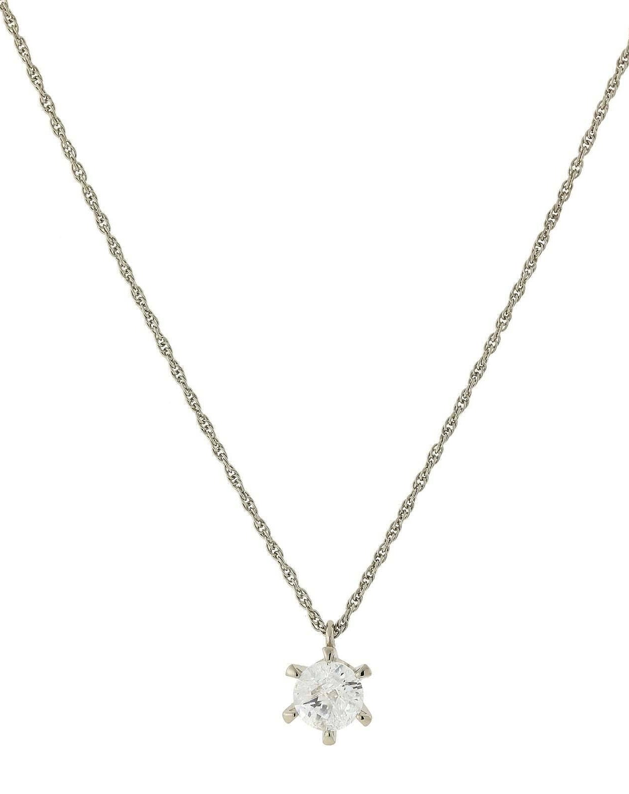 1928 Jewelry Round Setting Cubic Zirconia Pendant Necklace 16" + 3" Extender