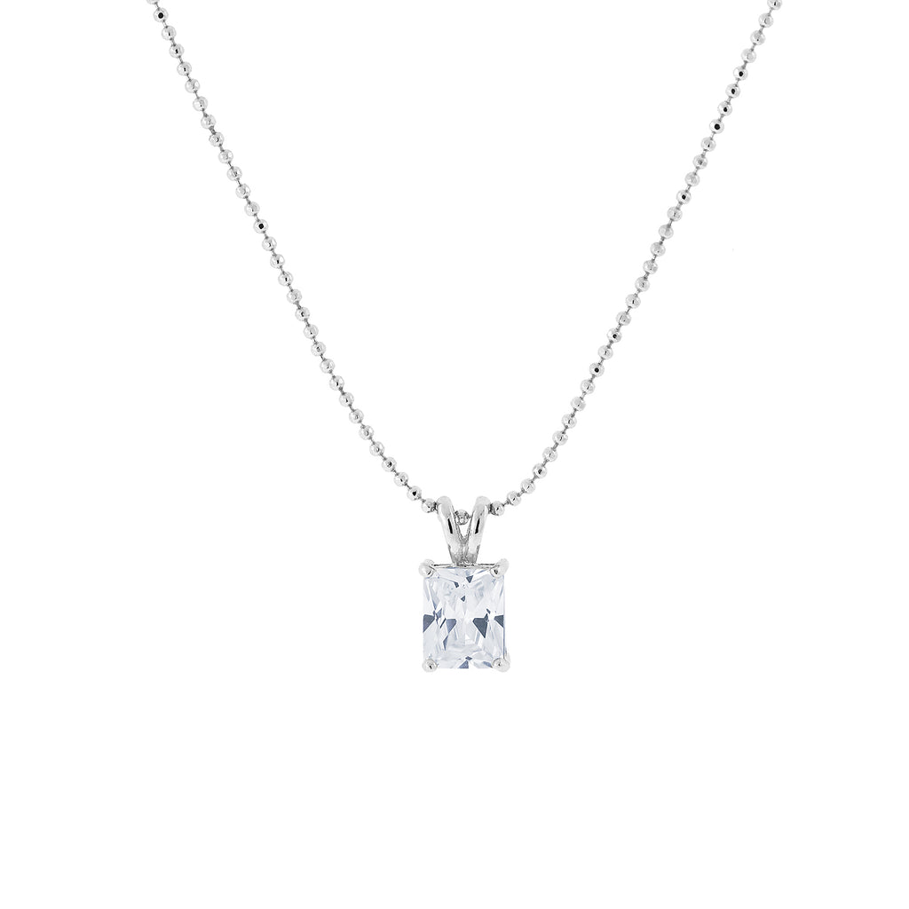 Rectangle Setting Cubic Zirconia Necklace 16   19 Inch Adjustable