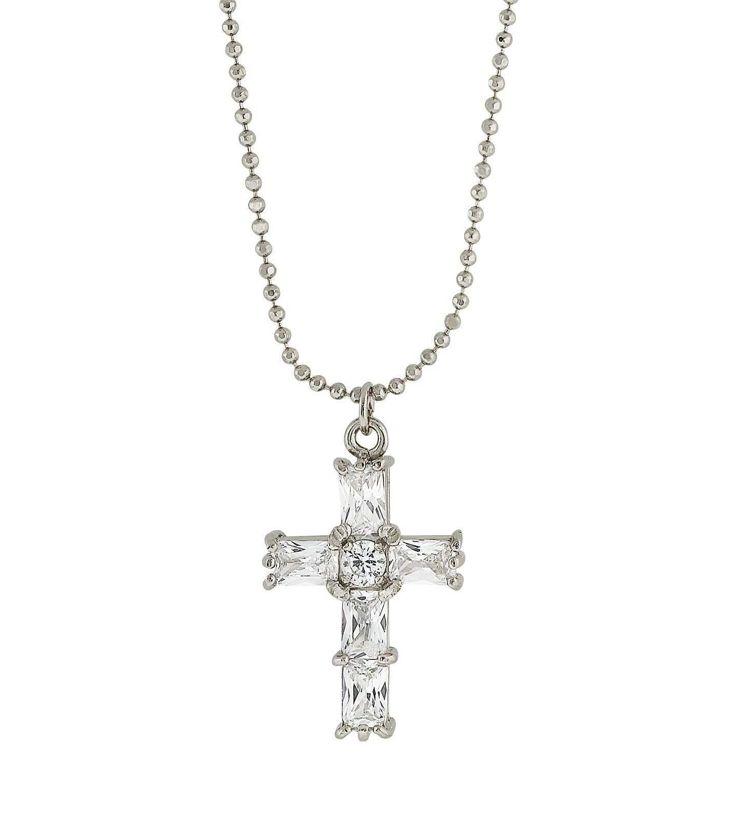 1928 Jewelry Cubic Zirconia Cross Pendant Necklace 18"