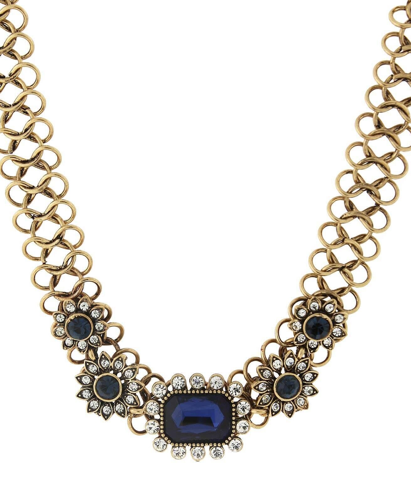 2028 Jewelry Montana Blue Crystal Accent Collar Statement Necklace 16" + 3" Extender