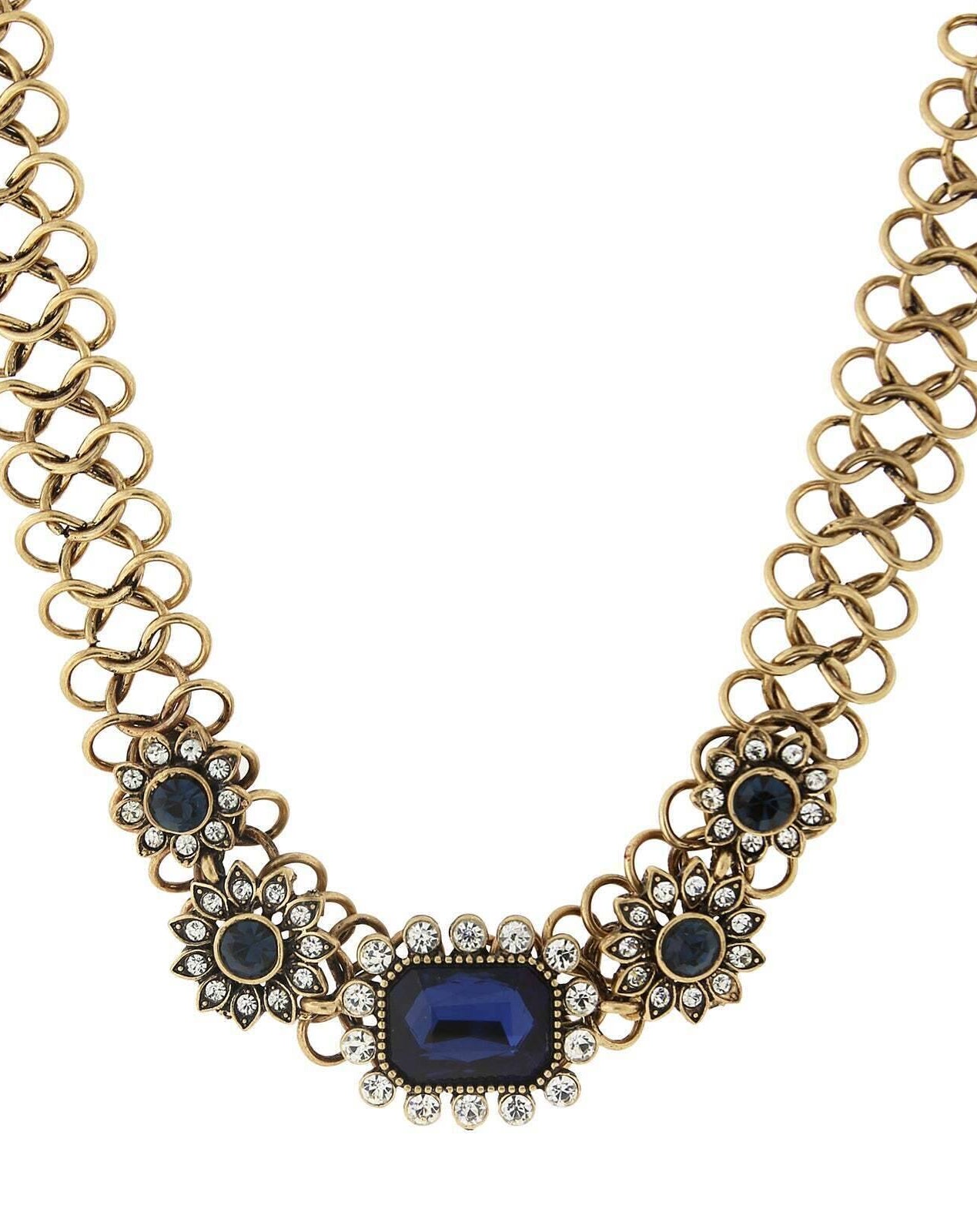 2028 Jewelry Montana Blue Crystal Accent Collar Statement Necklace 16" + 3" Extender