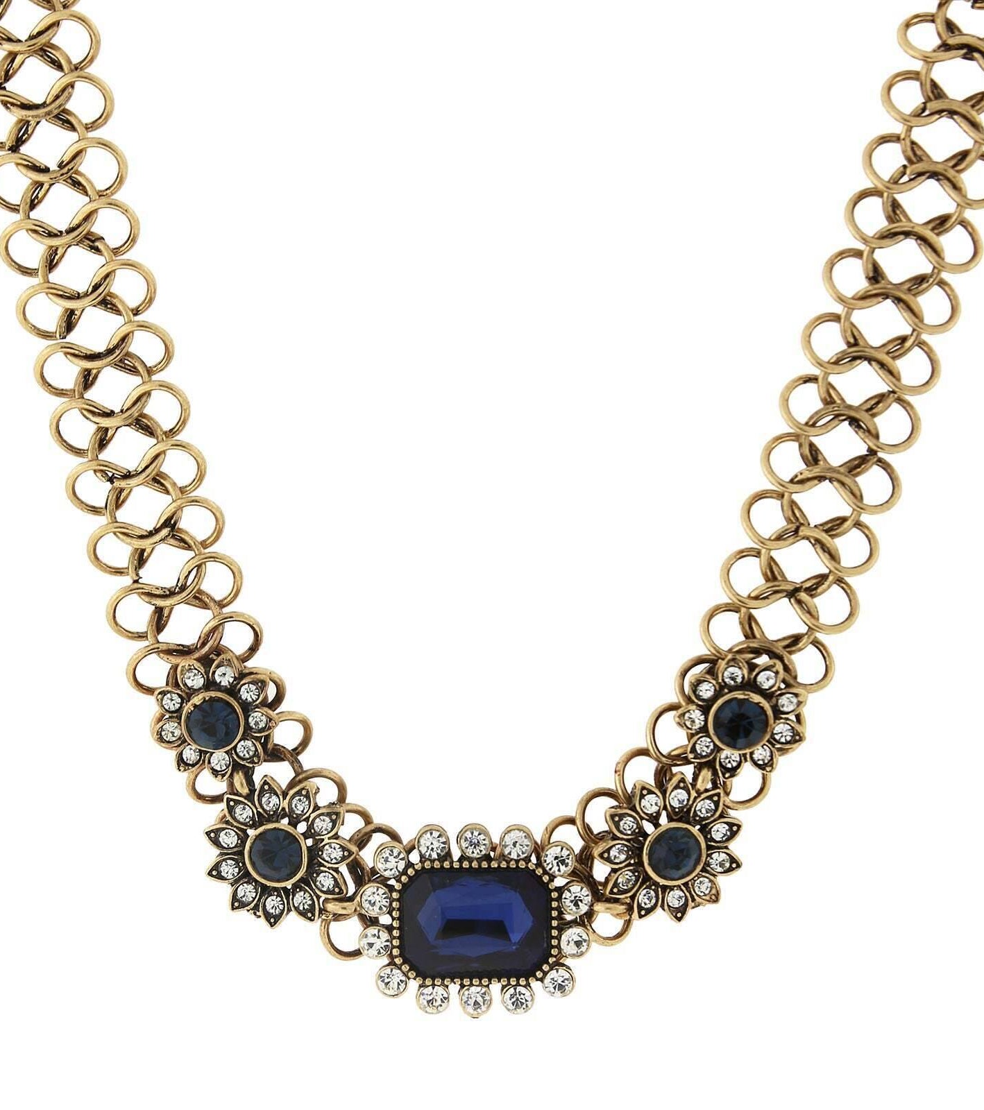 2028 Jewelry Montana Blue Crystal Accent Collar Statement Necklace 16" + 3" Extender