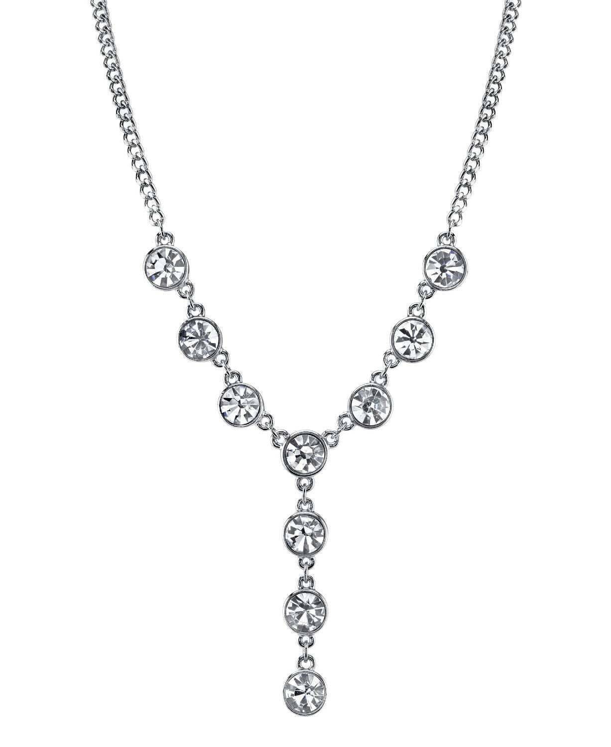 2028 Jewelry Multi Crystal Diamond Cut Cable Chain Y-Necklace 16" + 3" Extender