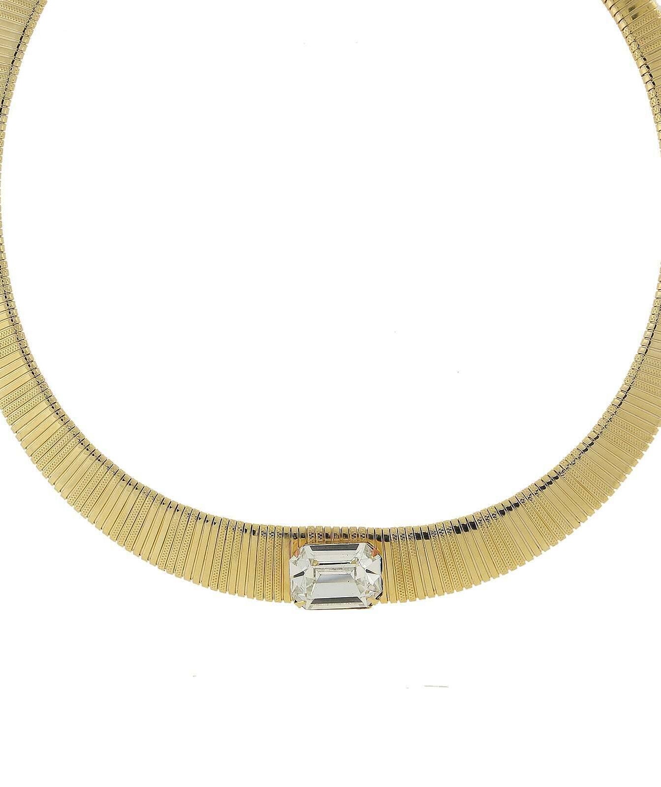 1928 Jewelry Gold Graduated Austrian Crystal Collar Necklace 18" + 3" Extender