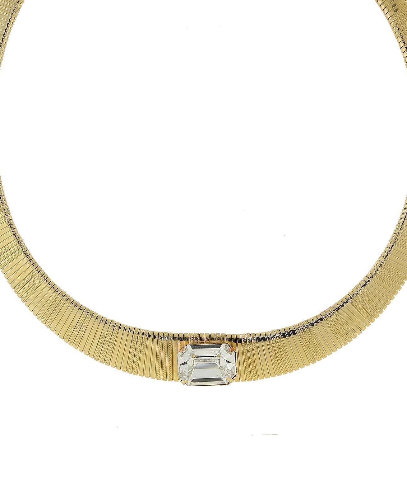 1928 Jewelry Gold Graduated Austrian Crystal Collar Necklace 18" + 3" Extender