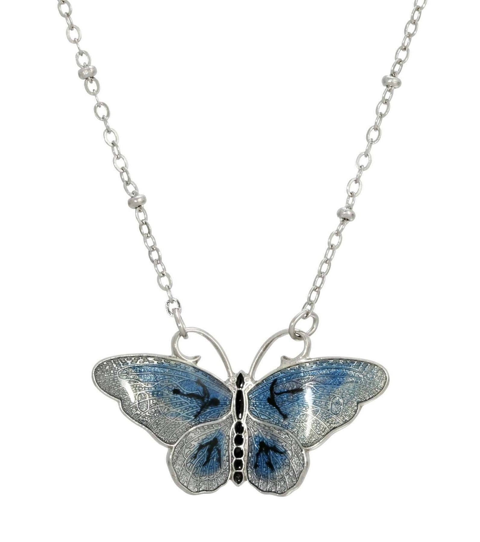 1928 Jewelry Butterfly's Dance Enamel Pendant Necklace 16" + 3" Extender