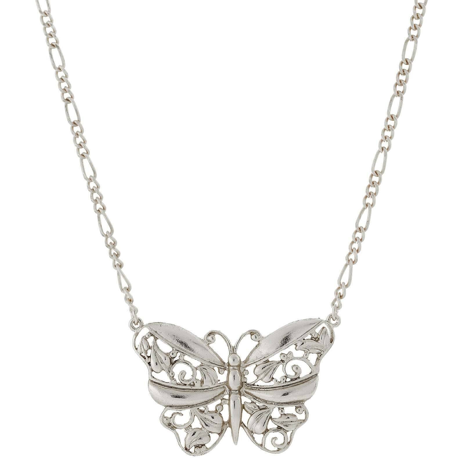 1928 Jewelry Classic Filigree Butterfly Pendant Necklace 16" + 3" Extender
