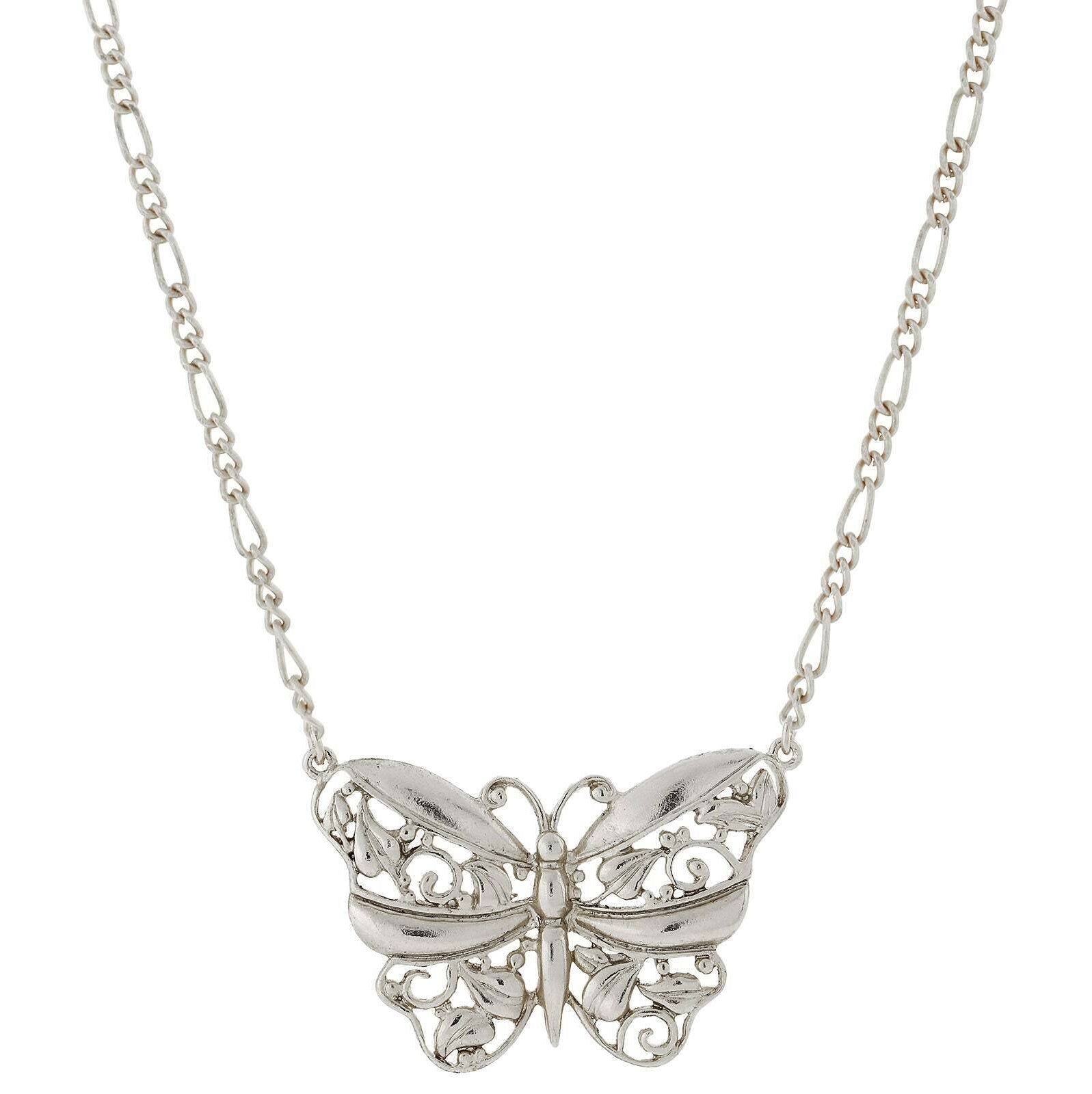 1928 Jewelry Classic Filigree Butterfly Pendant Necklace 16" + 3" Extender