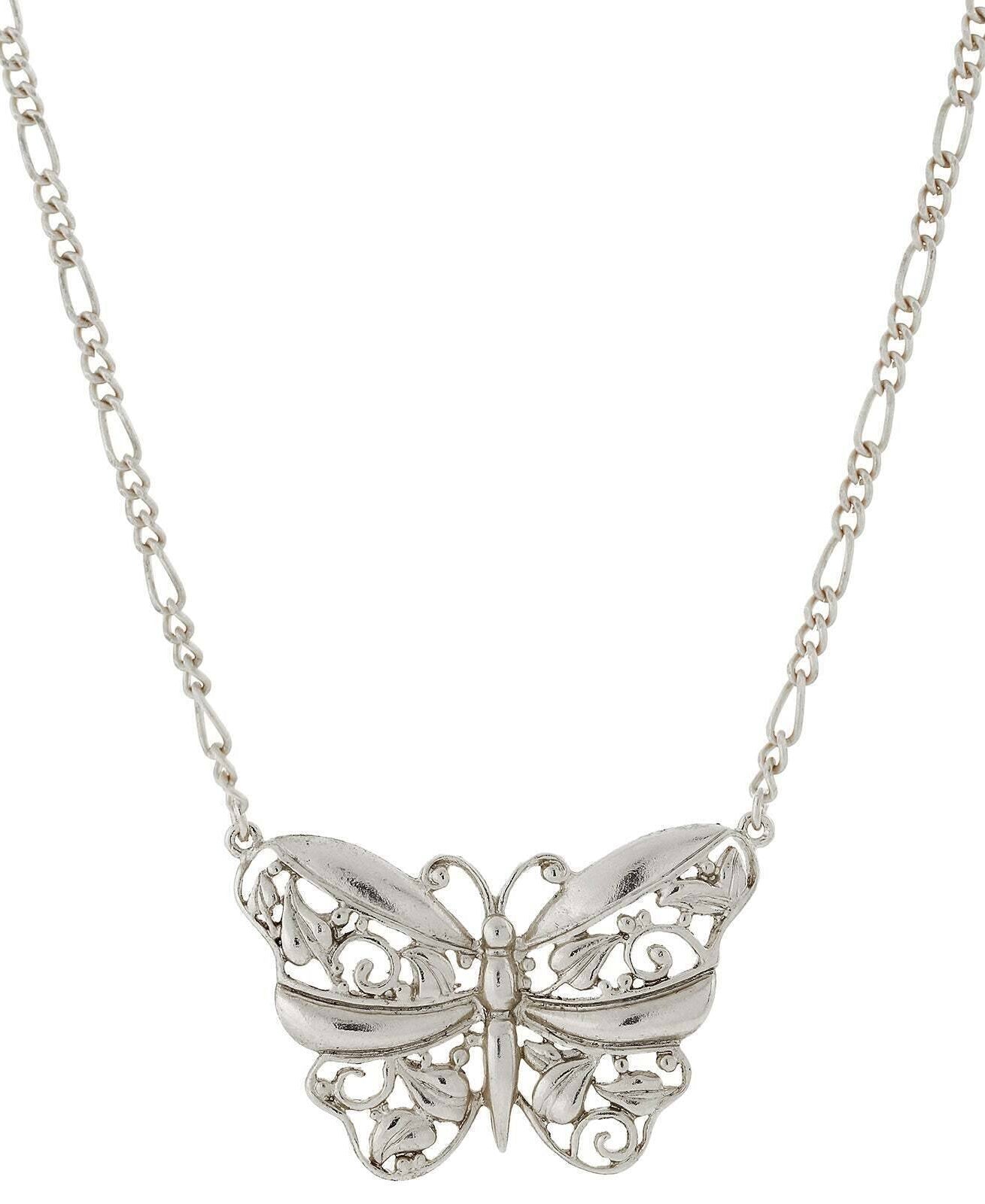 1928 Jewelry Classic Filigree Butterfly Pendant Necklace 16" + 3" Extender