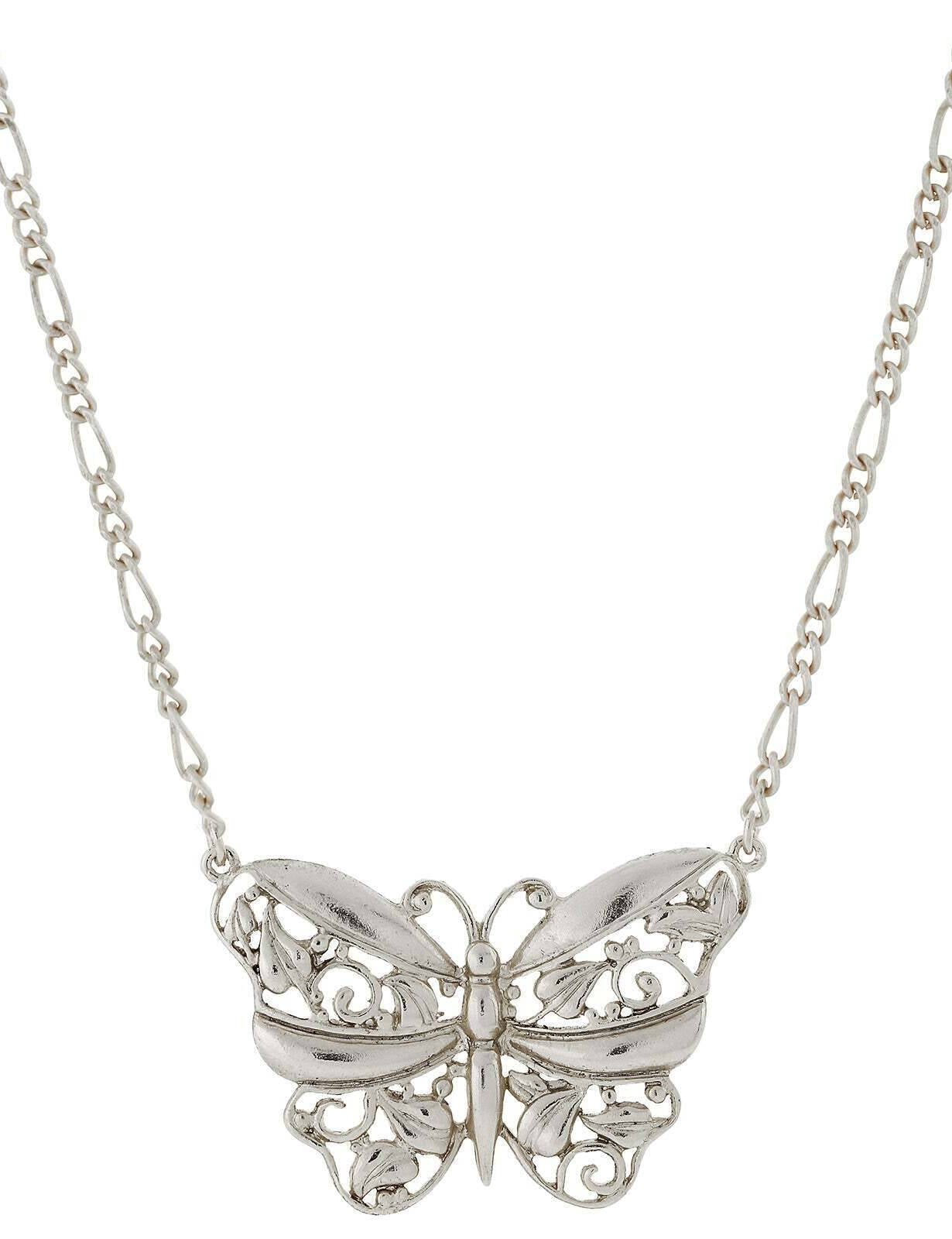 1928 Jewelry Classic Filigree Butterfly Pendant Necklace 16" + 3" Extender