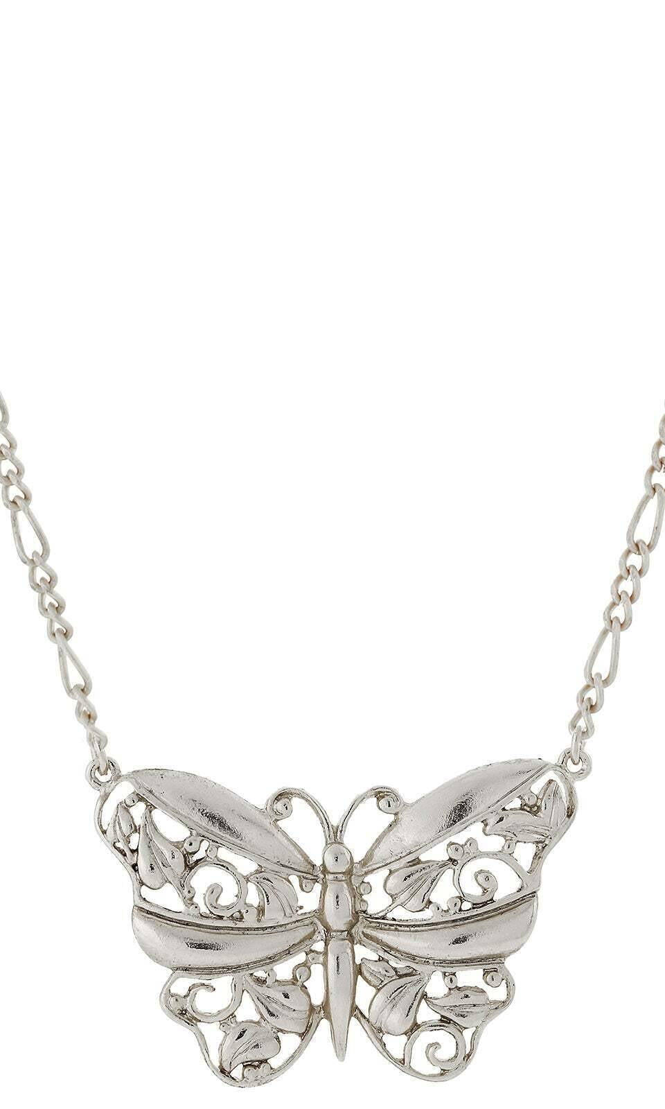 1928 Jewelry Classic Filigree Butterfly Pendant Necklace 16" + 3" Extender