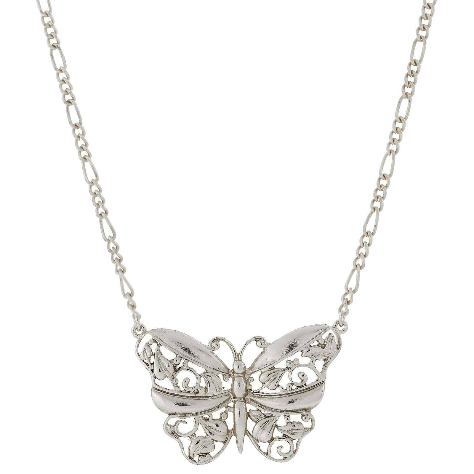 1928 Jewelry Classic Filigree Butterfly Pendant Necklace 16" + 3" Extender