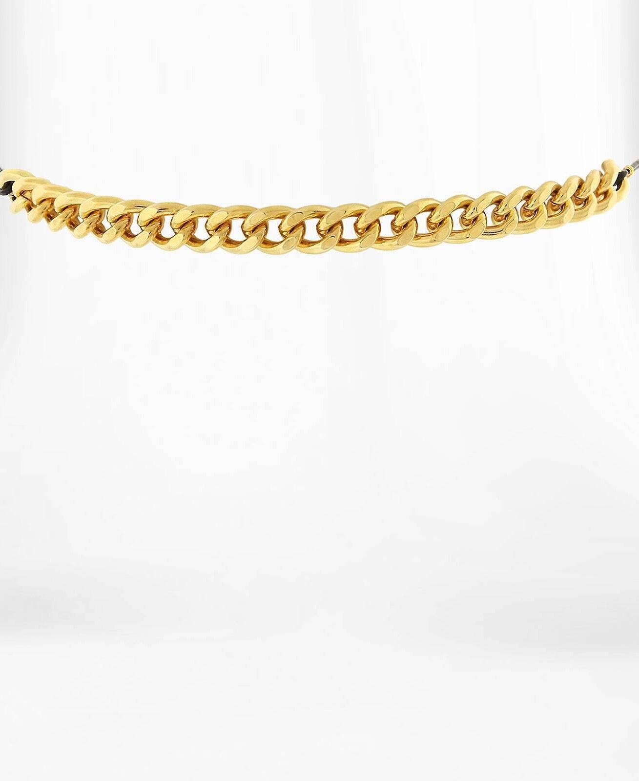 1928 Jewelry Gold Curb Chain Leather Cord Choker Necklace 12" + 5" Extender