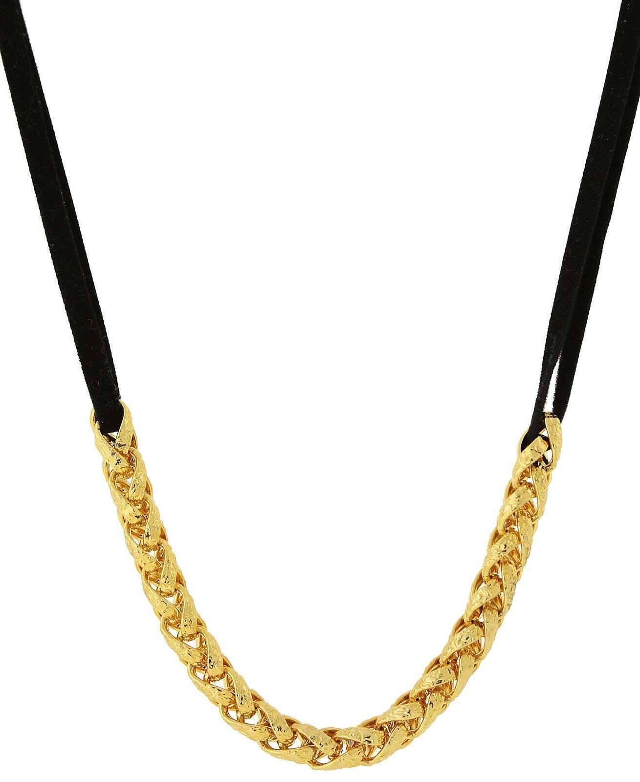 1928 Jewelry Classic Gold Chain Black Choker Necklace 16" + 3" Extender