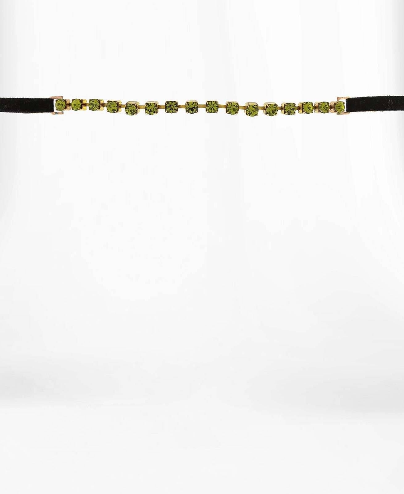 1928 Jewelry Crystal Choker With Black Faux Suede Ribbon Necklace 12" + 5" Extender