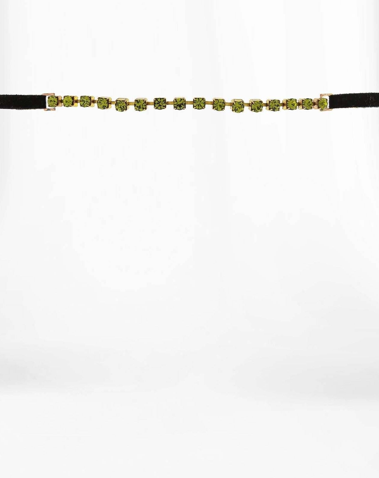 1928 Jewelry Crystal Choker With Black Faux Suede Ribbon Necklace 12" + 5" Extender