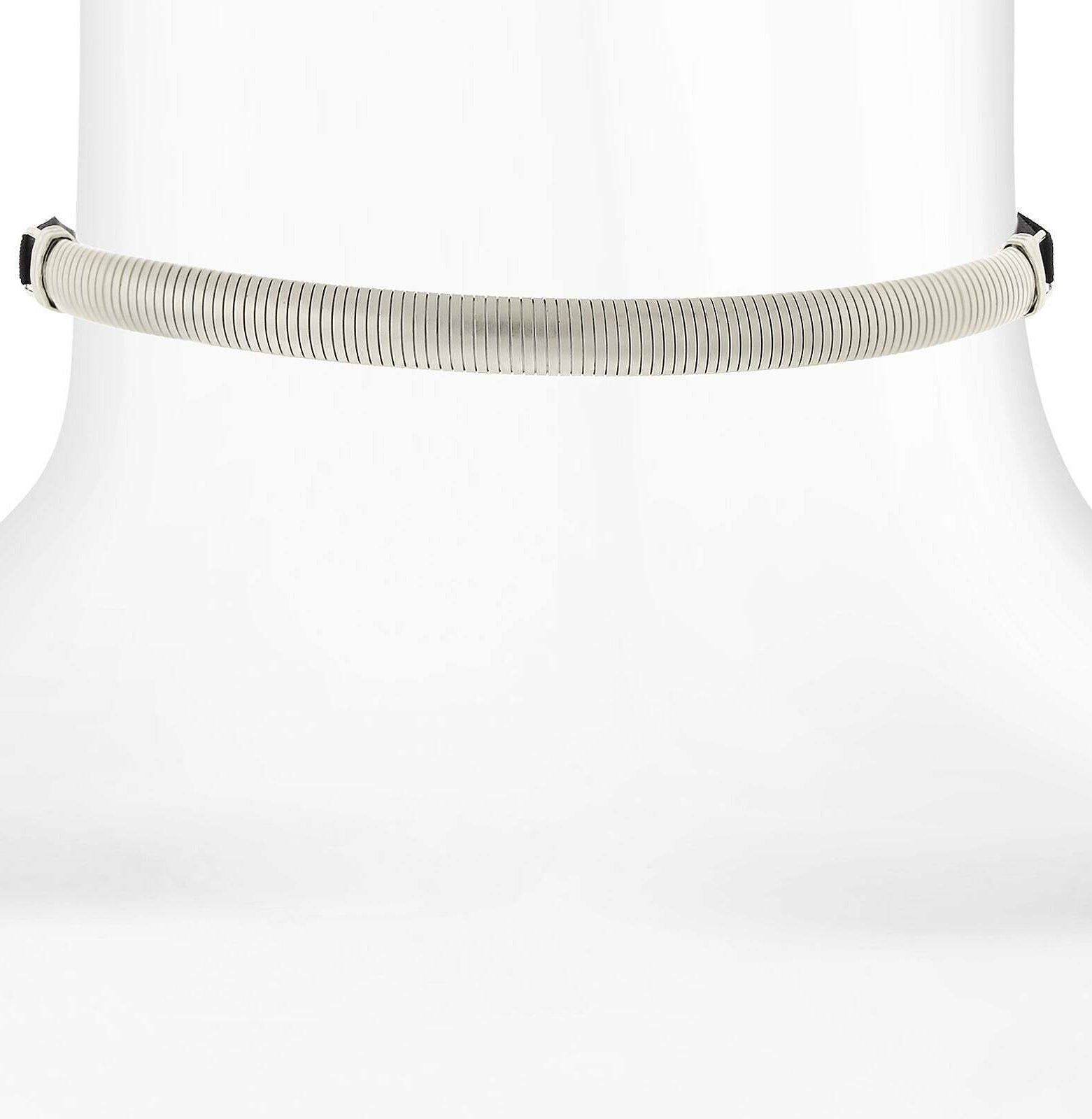 1928 Jewelry Cobra Chain Choker With Black Satin Ribbon Necklace 12" + 5" Extender