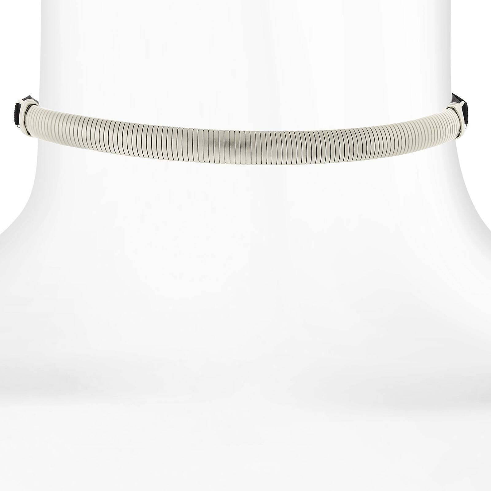 1928 Jewelry Cobra Chain Choker With Black Satin Ribbon Necklace 12" + 5" Extender