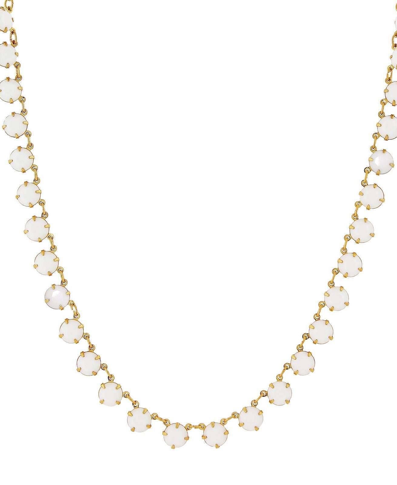 1928 Jewelry Round White Austrian Crystal Collar Necklace 16" + 3" Extender