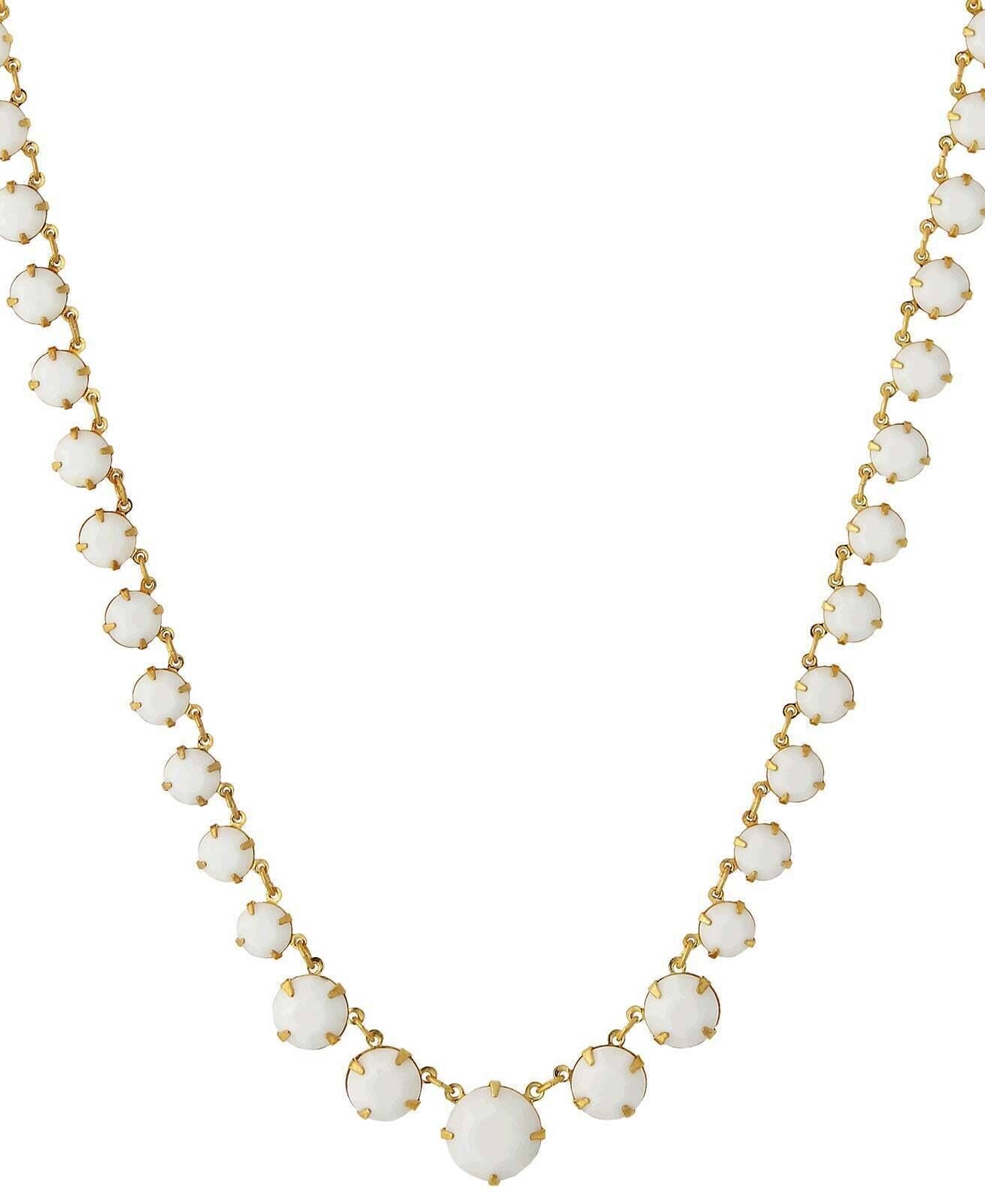 1928 Jewelry Graduated Round White Austrian Crystal Collar Necklace 16" + 3" Extender