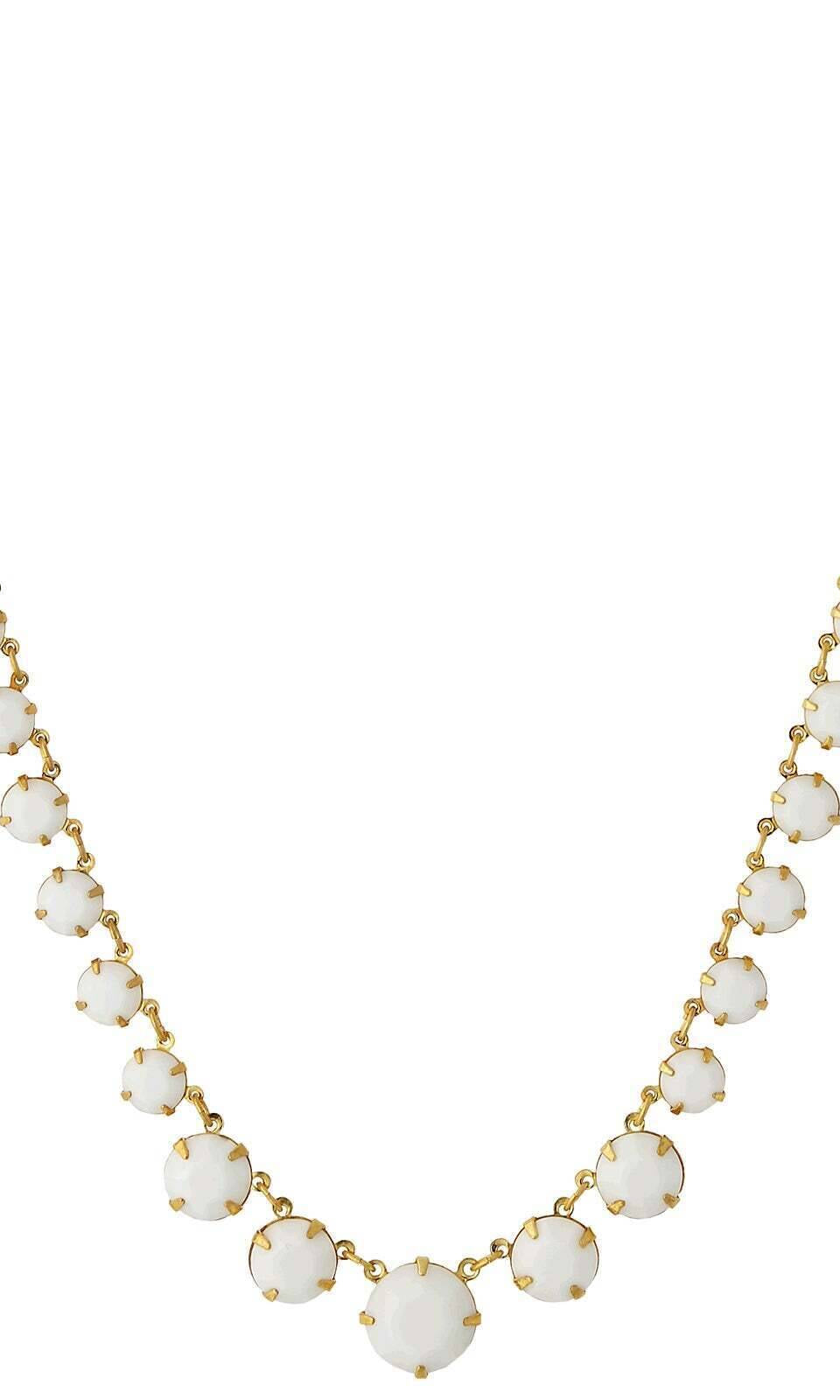 1928 Jewelry Graduated Round White Austrian Crystal Collar Necklace 16" + 3" Extender