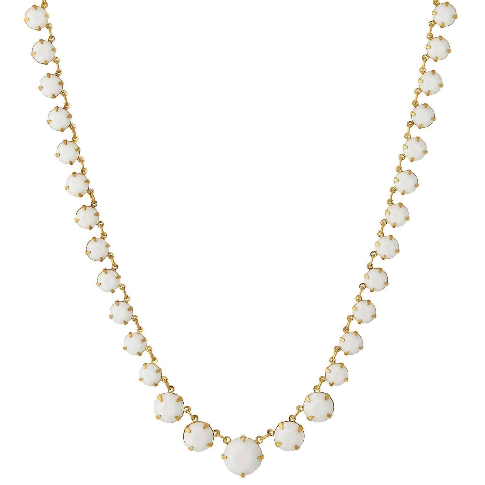 1928 Jewelry Graduated Round White Austrian Crystal Collar Necklace 16" + 3" Extender