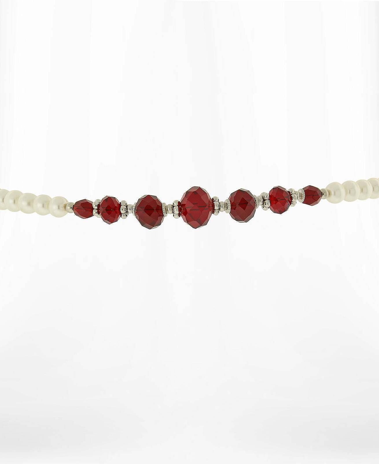 1928 Jewelry 6mm Faux Pearl Strand And Crystal Coil Choker Necklace 15"