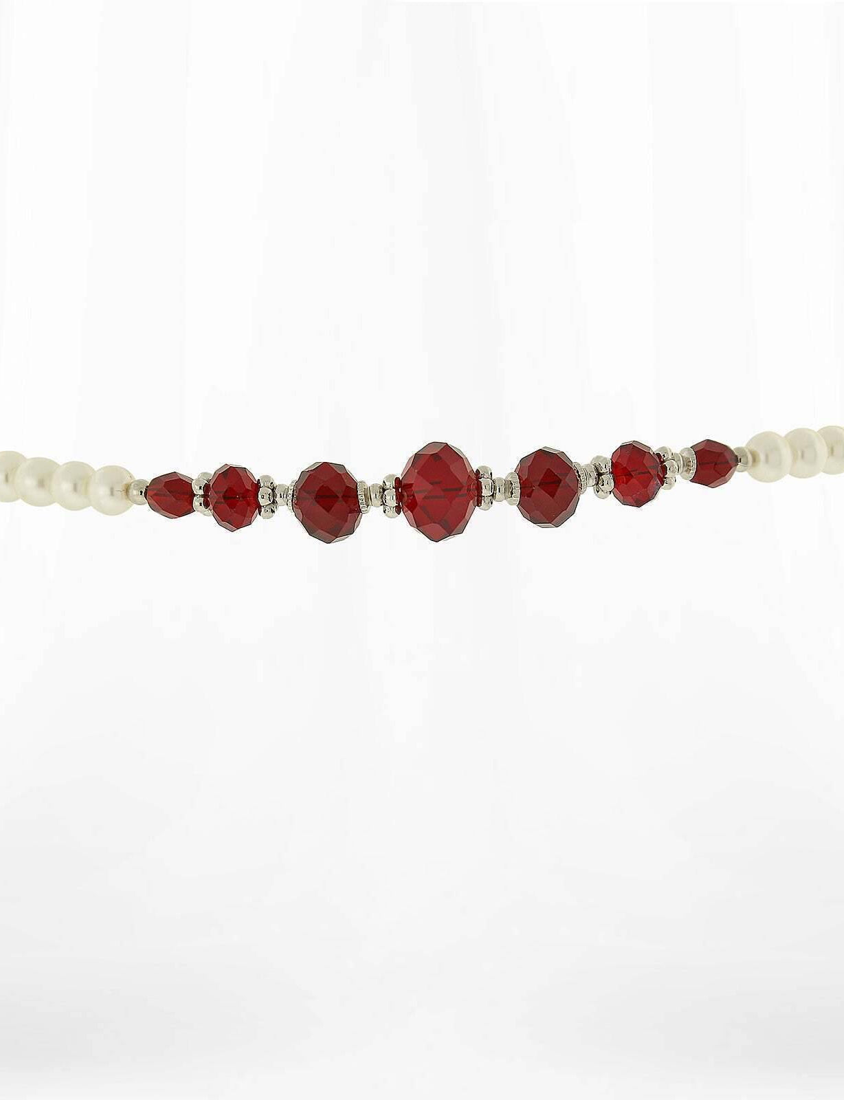 1928 Jewelry 6mm Faux Pearl Strand And Crystal Coil Choker Necklace 15"