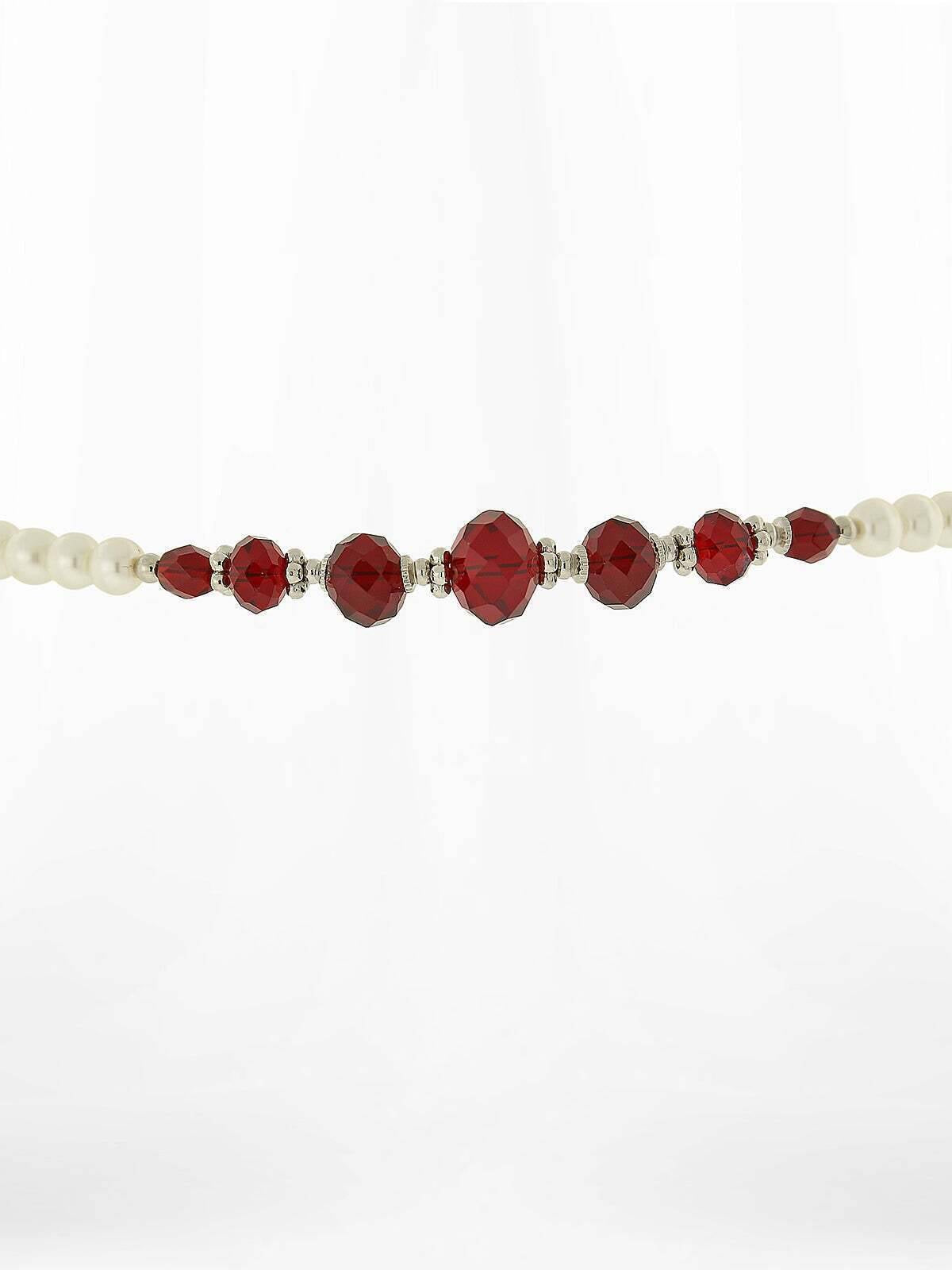 1928 Jewelry 6mm Faux Pearl Strand And Crystal Coil Choker Necklace 15"