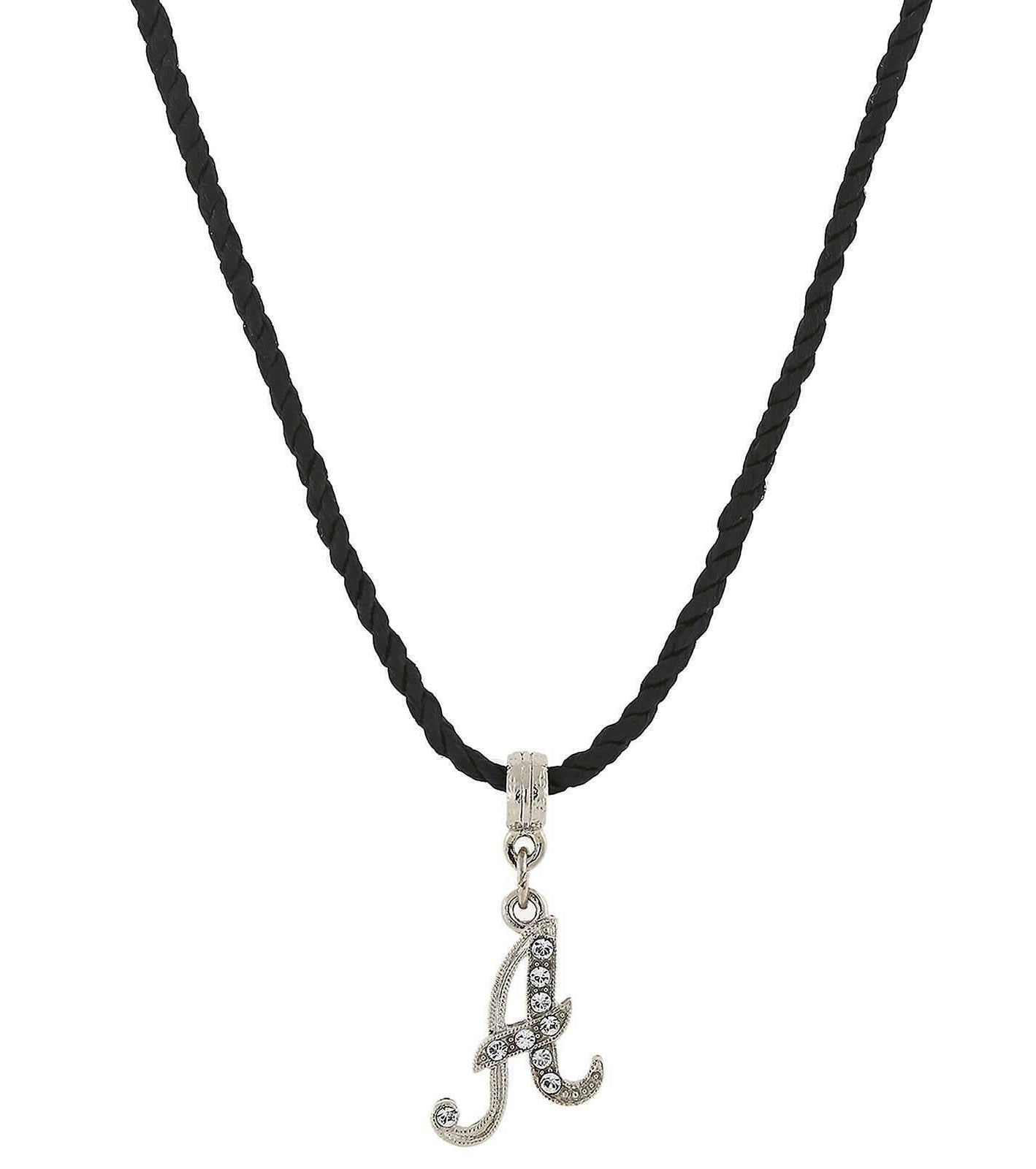 1928 Jewelry Crystal Initial Black Cord Necklace 14" + 3" Extender