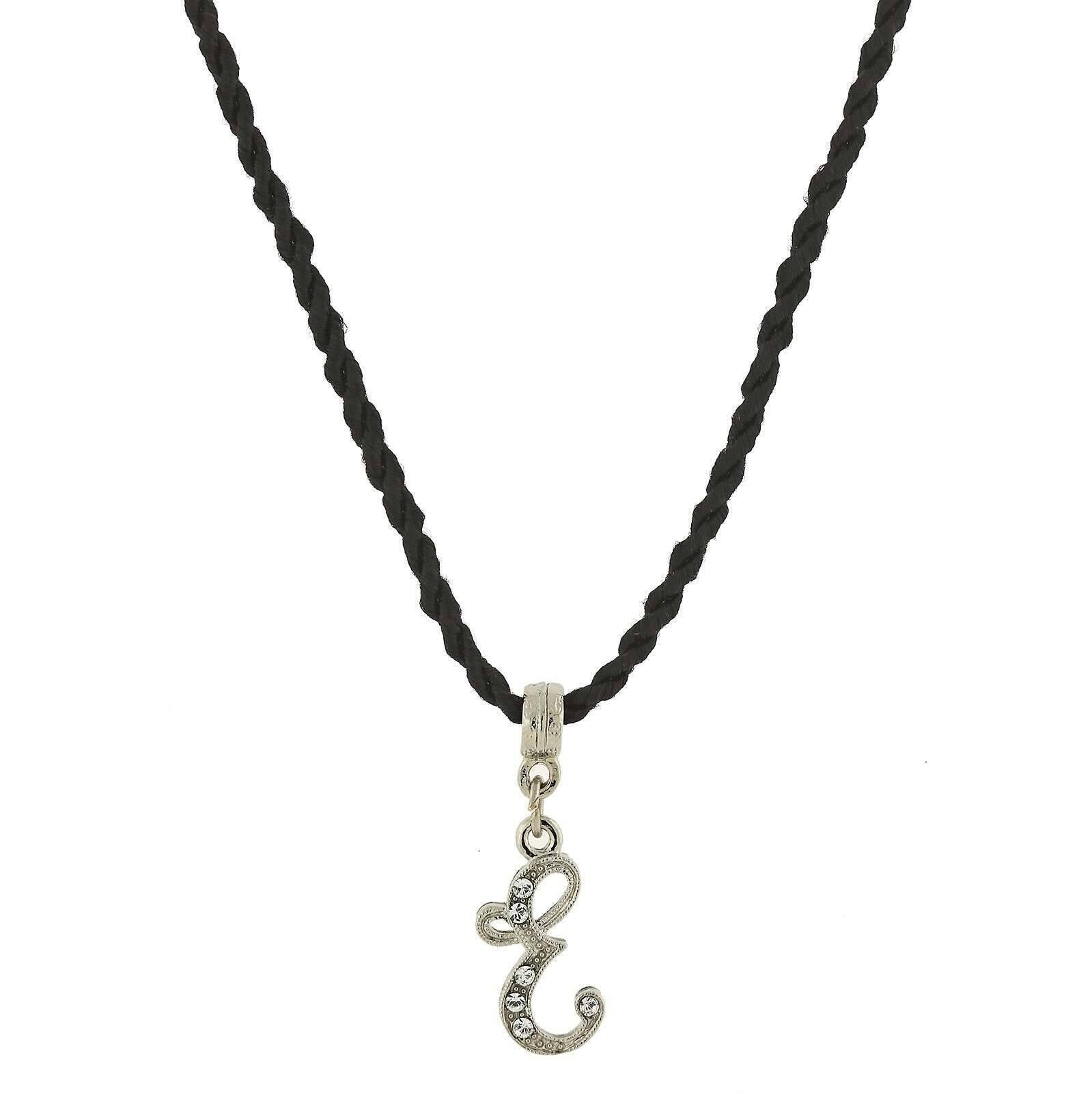 1928 Jewelry Crystal Initial Black Cord Necklace 14" + 3" Extender