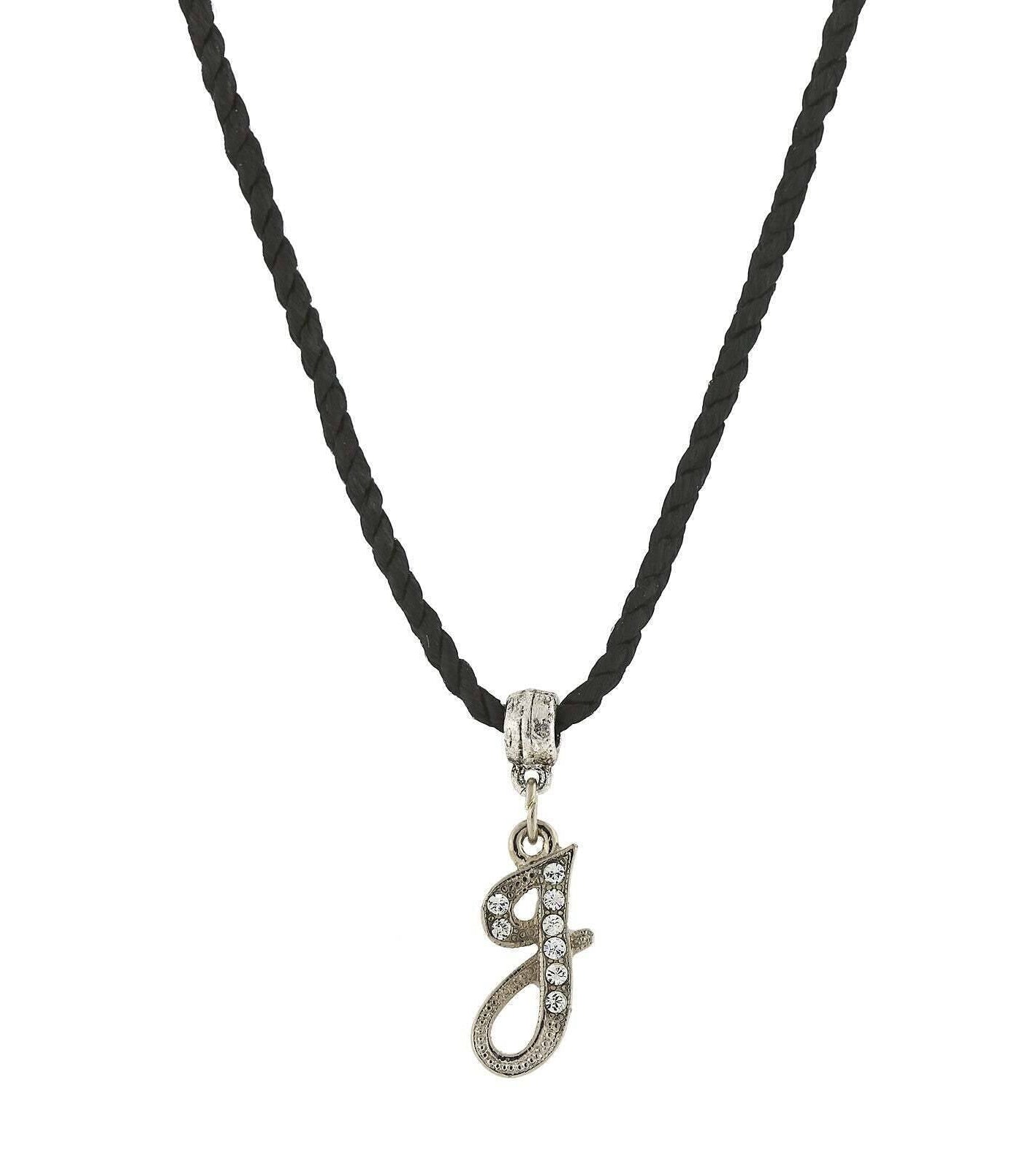1928 Jewelry Crystal Initial Black Cord Necklace 14" + 3" Extender