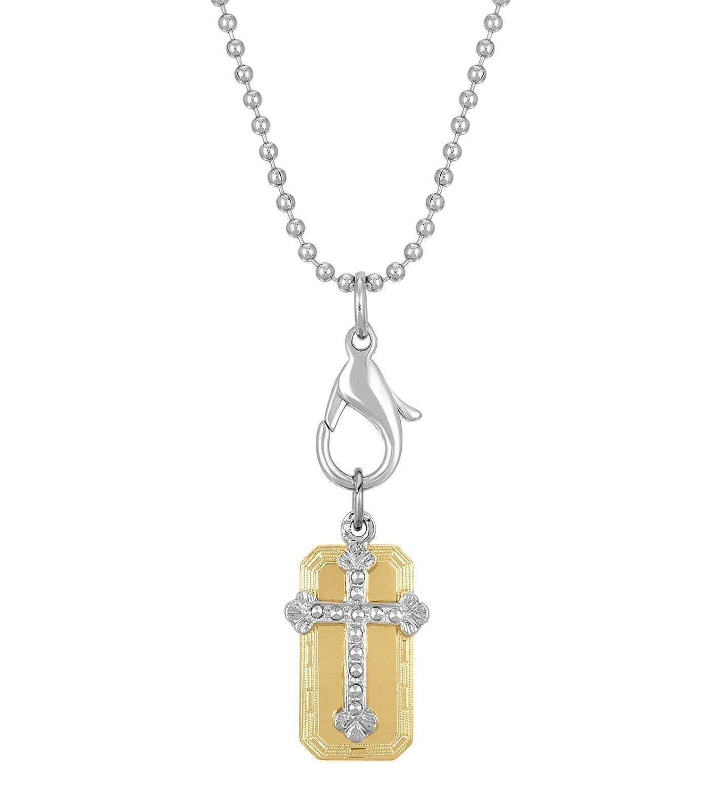 1928 Jewelry Dog Tag And Cross Charm Pendant Necklace 16" + 3" Extender