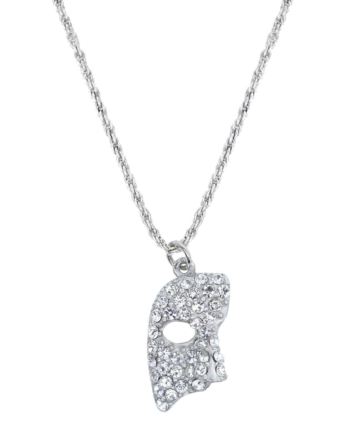 1928 Jewelry Crystal Masquerade Mask Pendant Necklace 18"